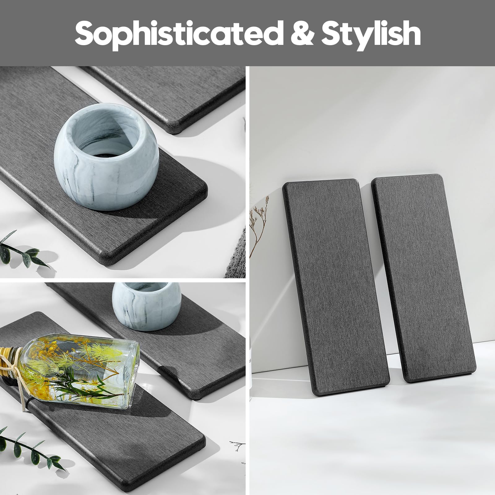 Razborci 2Pcs Water Absorbing Diatomite Stone Bathroom Sink Tray, Diatomaceous Earth Kitchen Soap Holder Dish Tray, Fast Drying