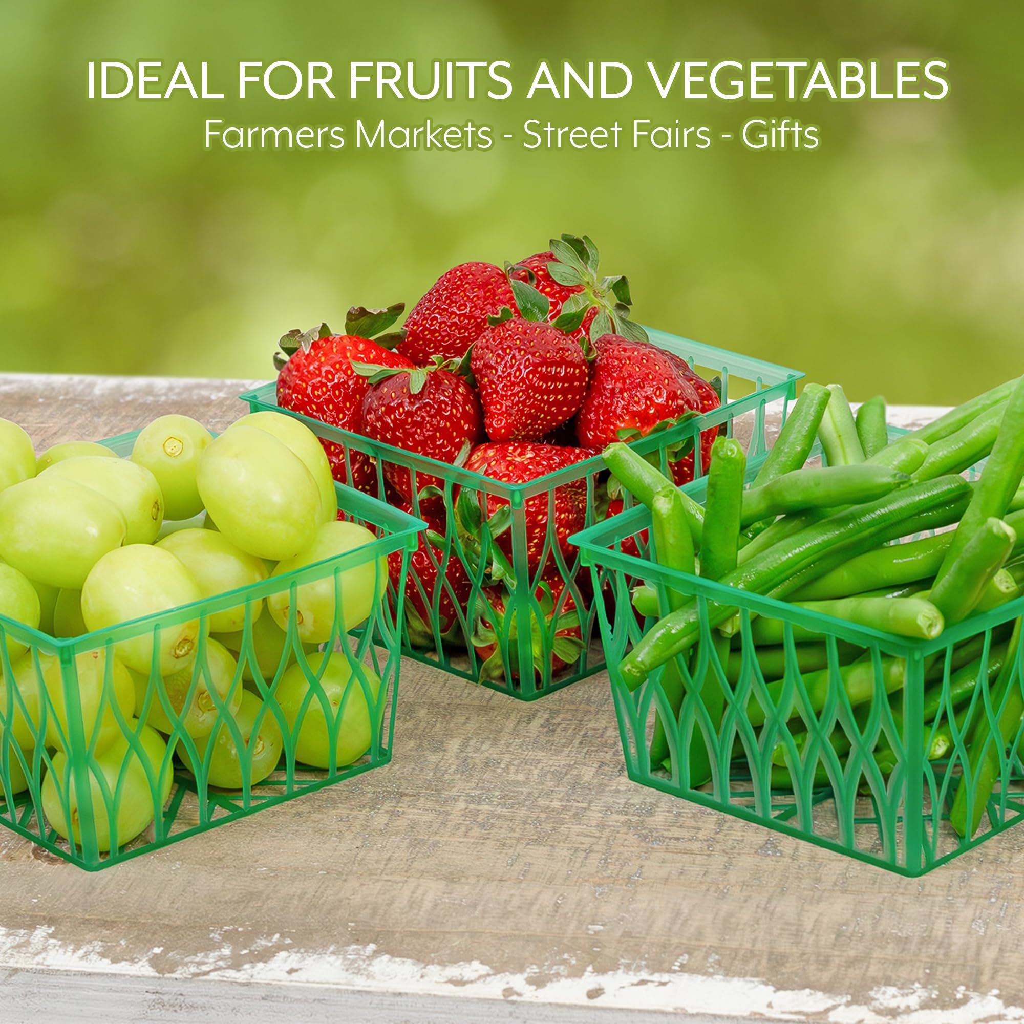 Cornucopia Pint Size Plastic Berry Baskets (48-Pack), 4-Inch Berry Boxes With Open-Weave Pattern, Ideal For Summer Picking & Cra