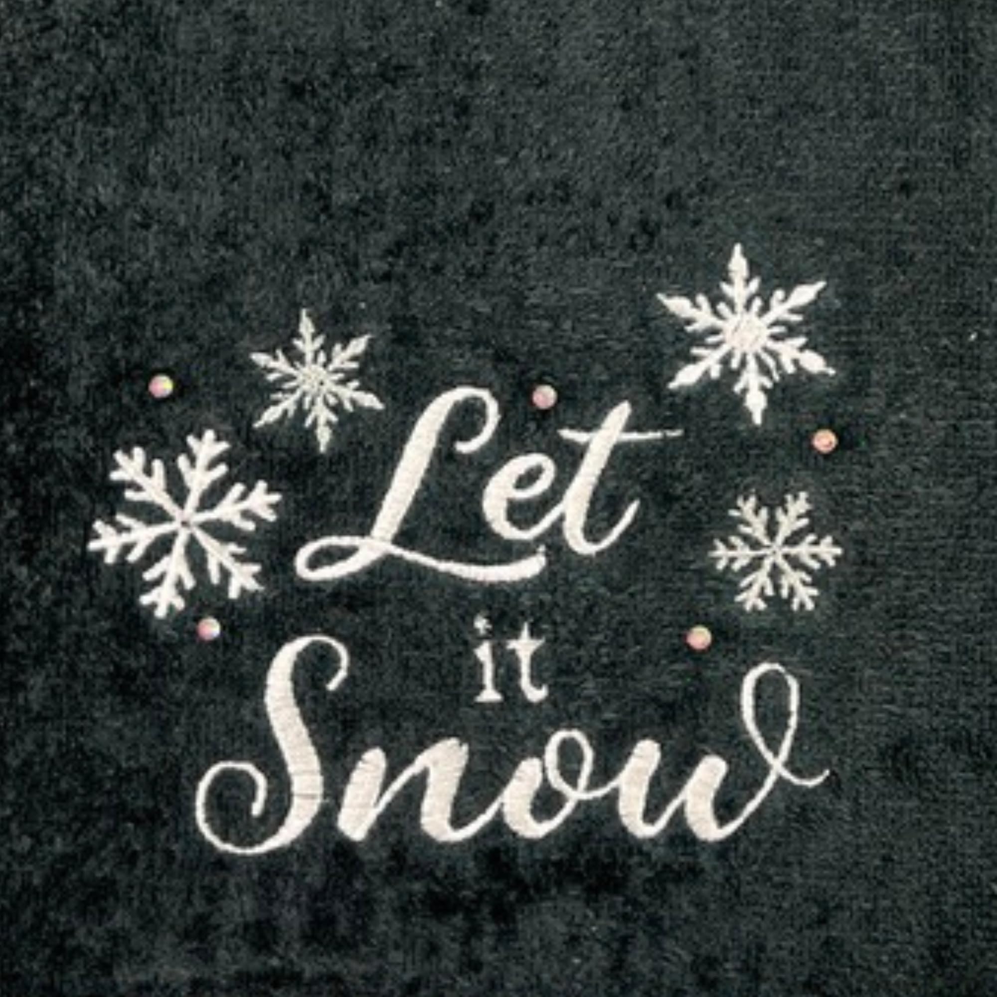 Holiday Christmas Bathroom Guest Hand Towels, 100% Cotton, Set Of 2, 16 X 25 Inches, Let It Snow Snowflakes White On Dark Grey