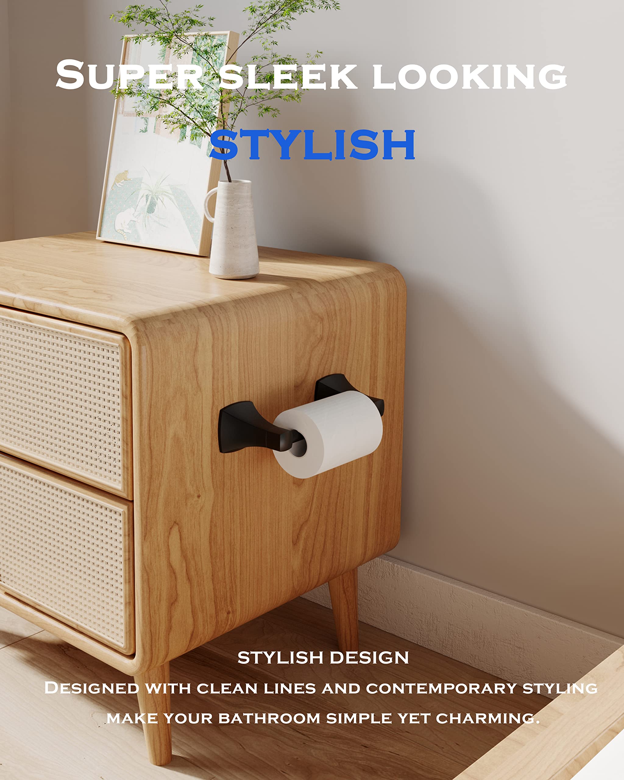 WZRUA Matte Black Toilet Paper Holder Bathroom Double Post Pivoting Tissue Roll Holder Stainless Steel and Zinc Alloy Wall Mount