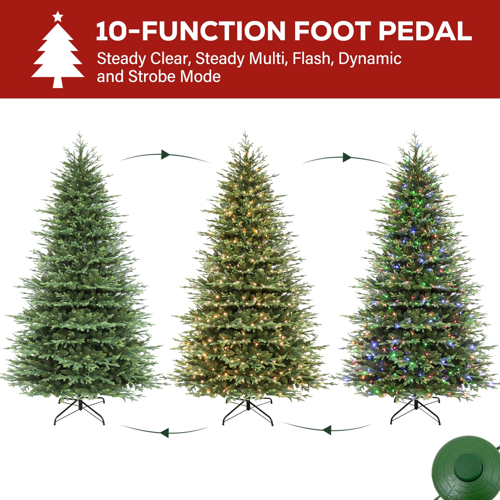 Hykolity 9 ft Prelit Christmas Tree, 5149 PE&PVC Branch Tips, Frasier Grande Artificial Christmas Tree with 600 Color Changing T