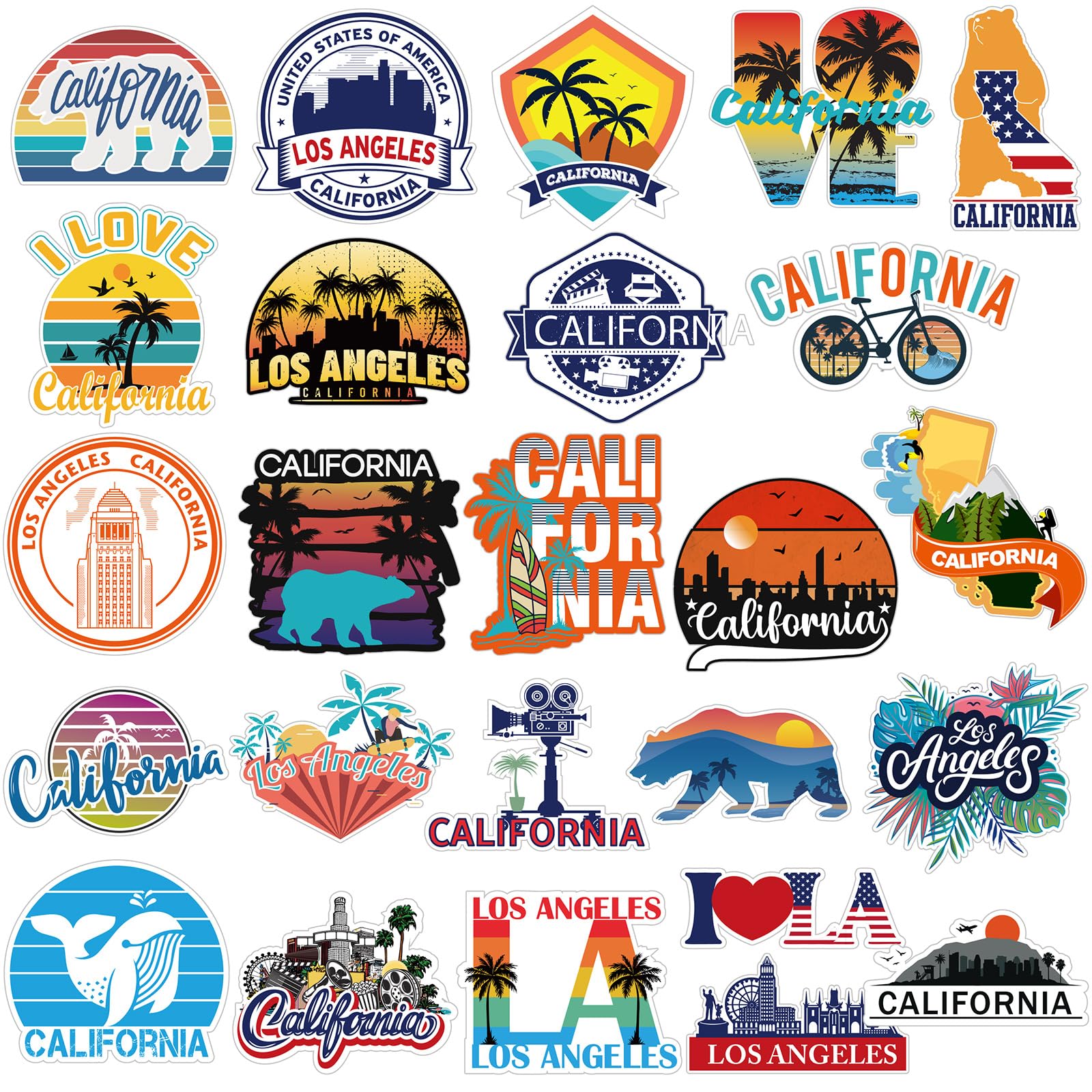 Fabbay 25 Pcs Los Angeles Fridge Magnet Magnetic Refrigerator Stickers Los Angeles California Souvenirs Gifts Refrigerator Magne