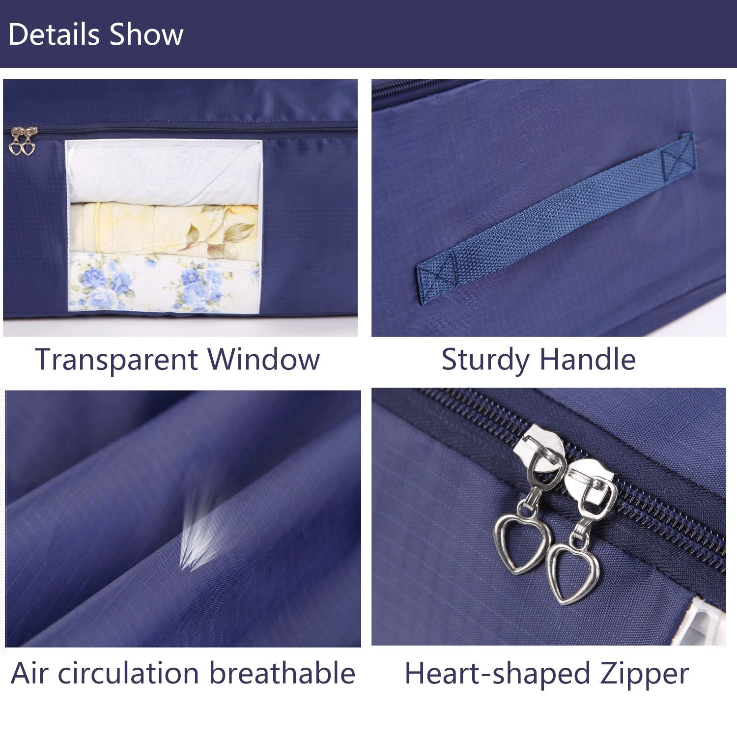 VEAMOR Blanket Storage Bags Pillow Bedspread Bedding Clothes Organizer Storage Containers with Zippers Breathable and Moisturepr