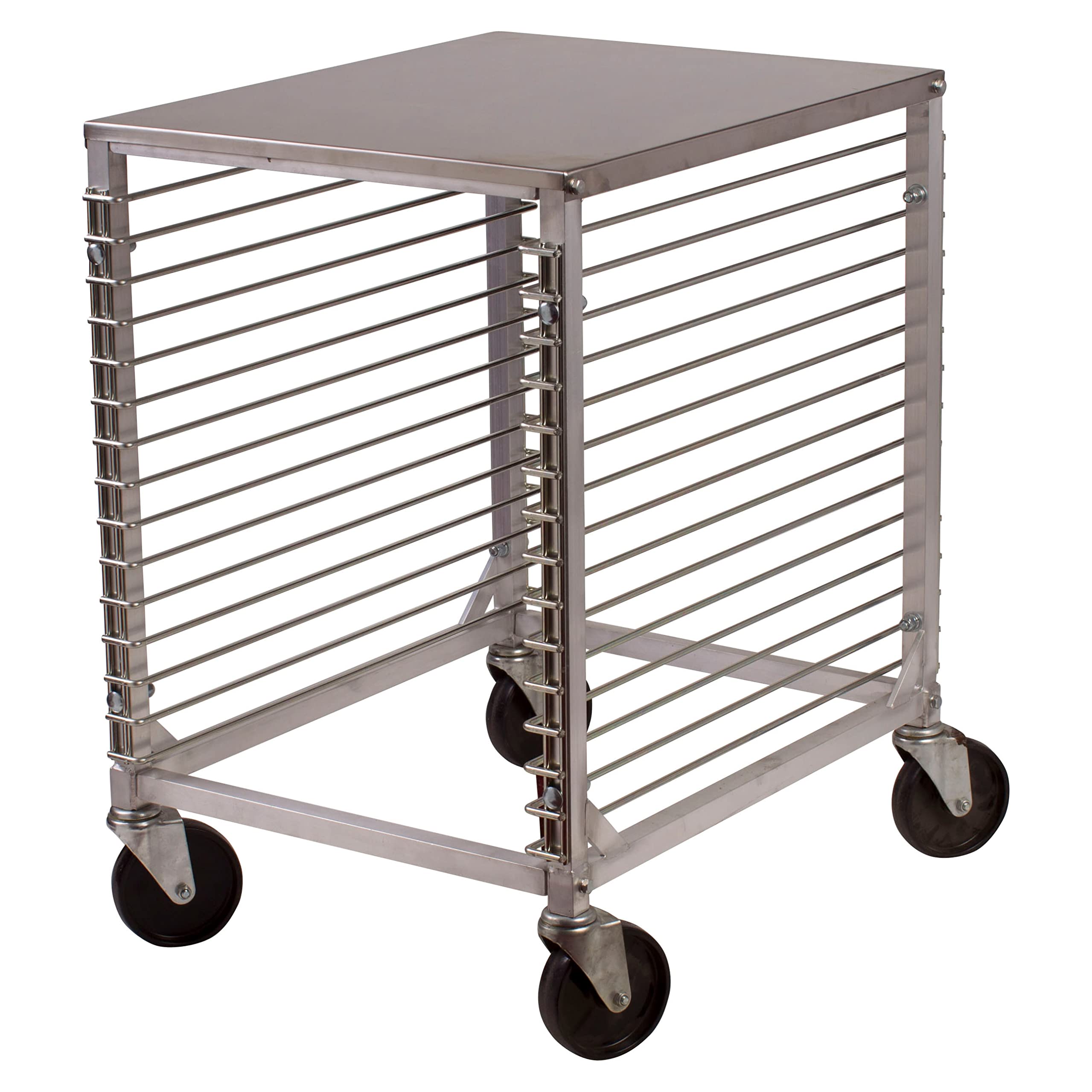 Winco 15-Tier Aluminum Sheet Pan Rack with Hard Top and Wire Slides