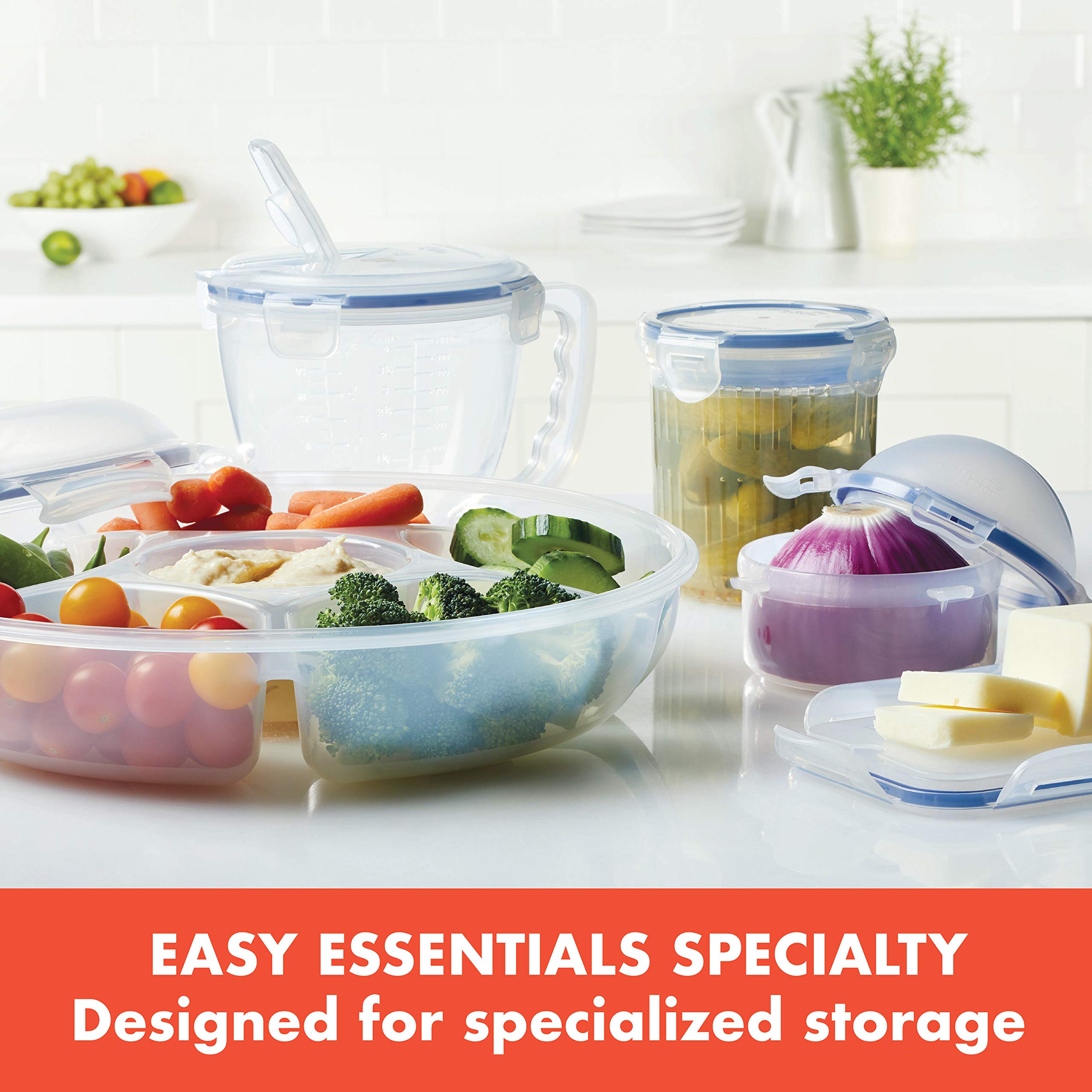 Locknlock Easy Essentials Food Storage Lids/Airtight Containers, Bpa Free, Butter-25 Oz, Clear