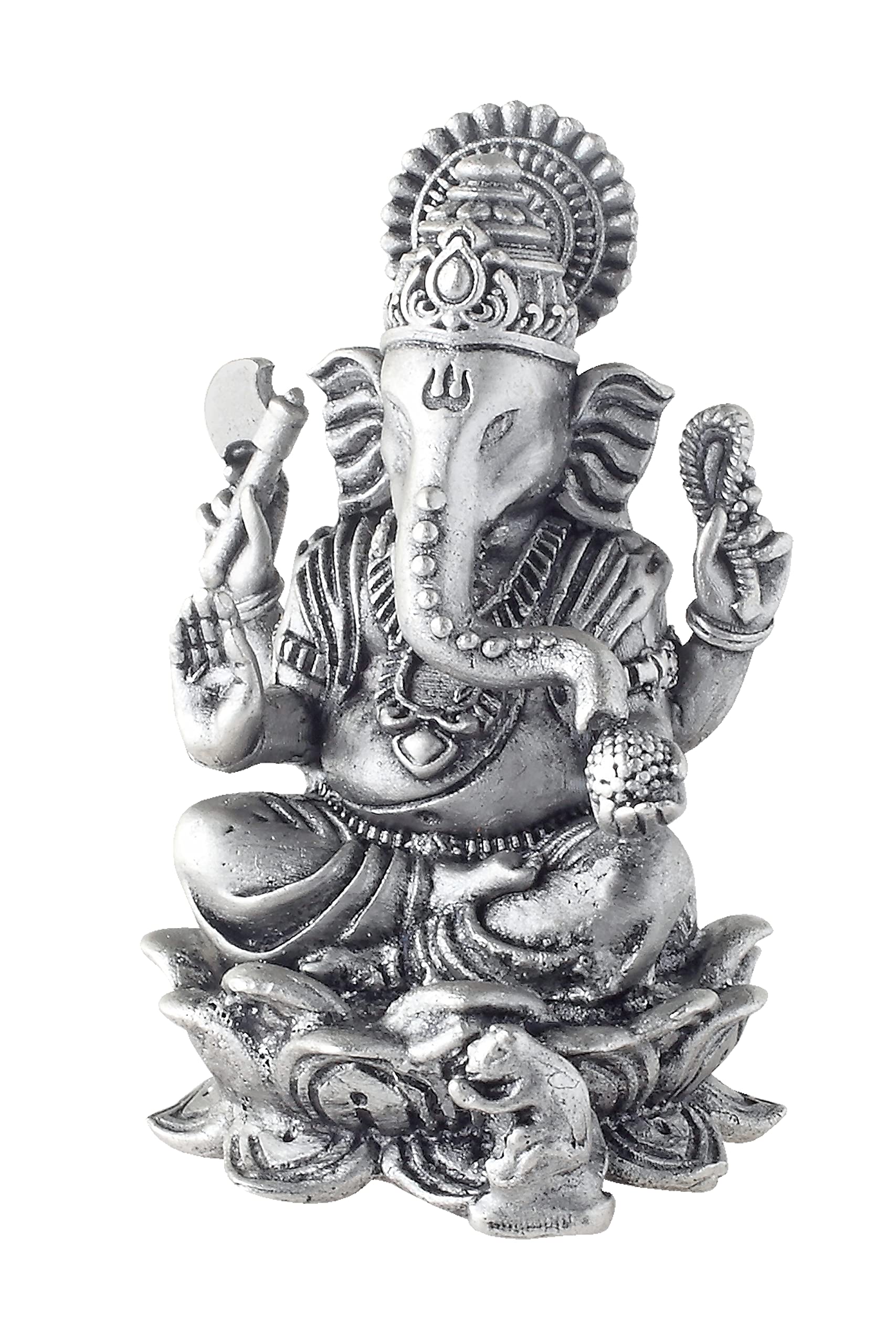 Prd Caratcafe Silver Ganesha Murti For Car,Home & Office Pure 925 Solid Chandi Metal Idol Of Ganesh Ji With Om Symbol Antique Lo