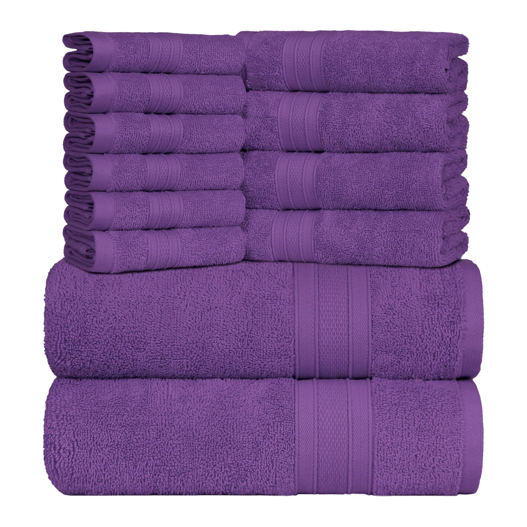 Trident Soft Comfort Air Rich Towels For Bath, 100% Cotton Towel, Super Soft, Highly Absorbent, 12 Pieces Towel Set, 500 Gsm - P