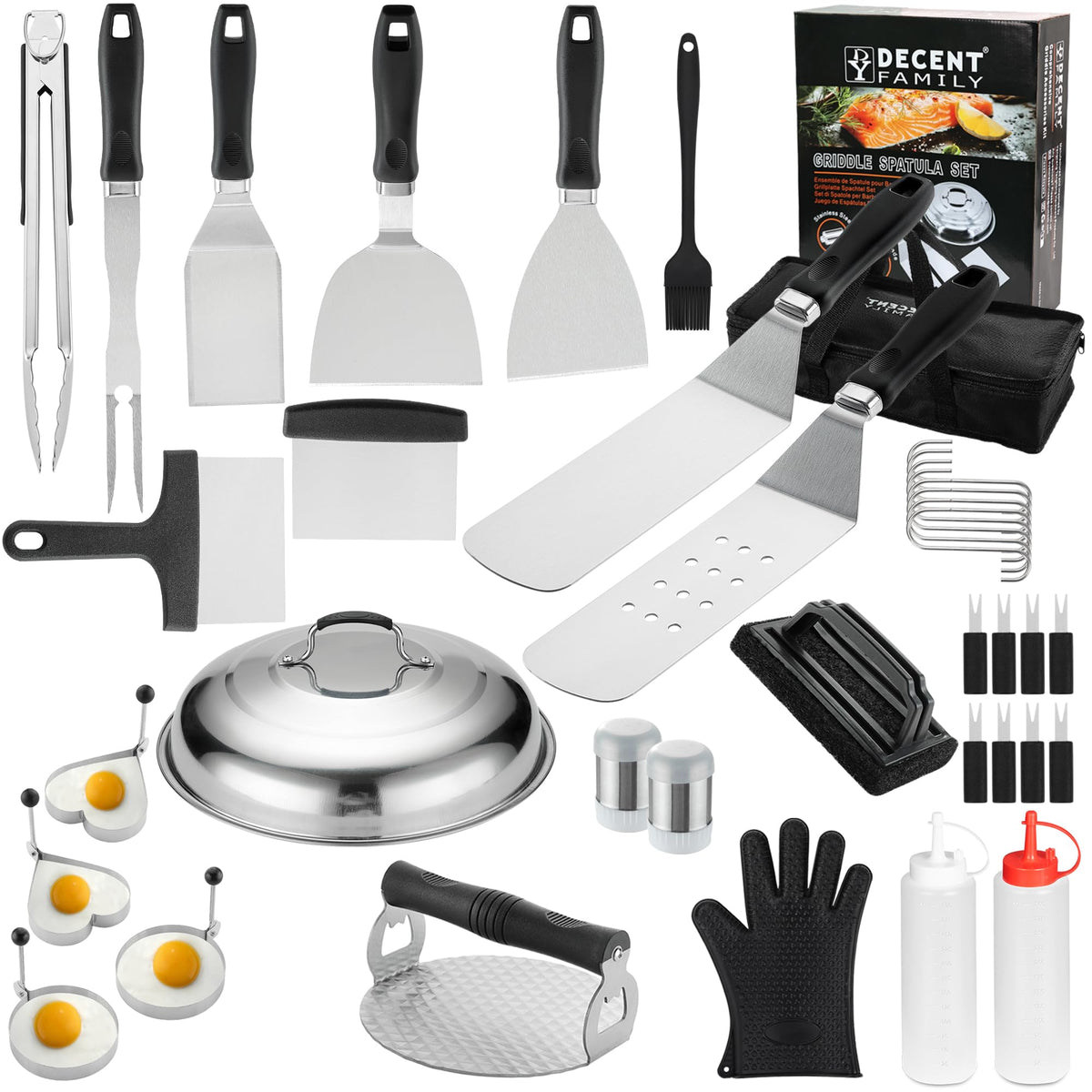 Dy Decent Family Griddle Accessories Kit, 39Pcs Flat Top Grill Accessories Set For Blackstone, Griddle Accessories Set With Bast