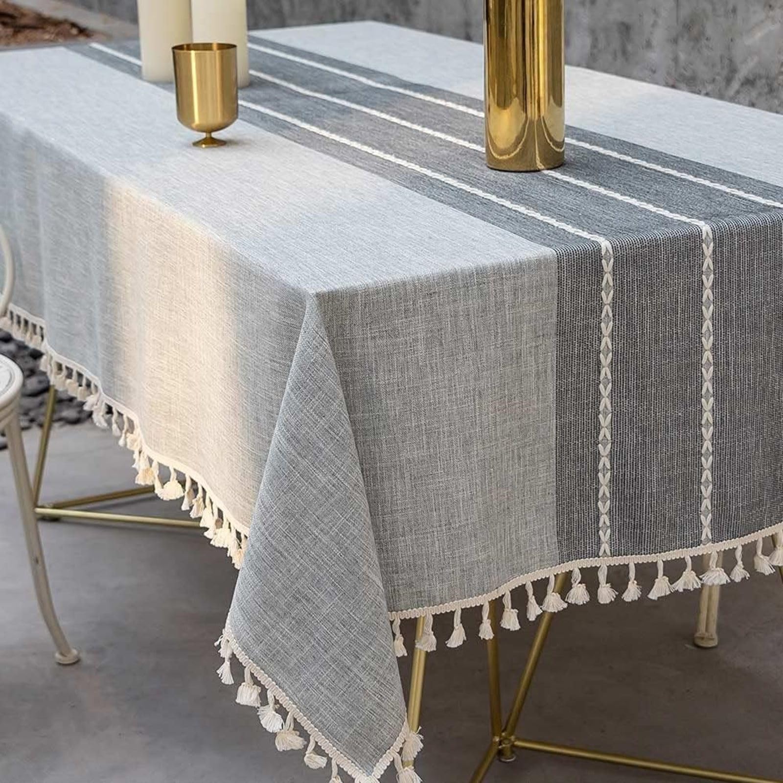 Deep Dream Tablecloth, Embroidered Waterproof Table Cloth Cotton Linen Wrinkle Free Anti-Fading Tablecloths Dust-Proof Table Cov