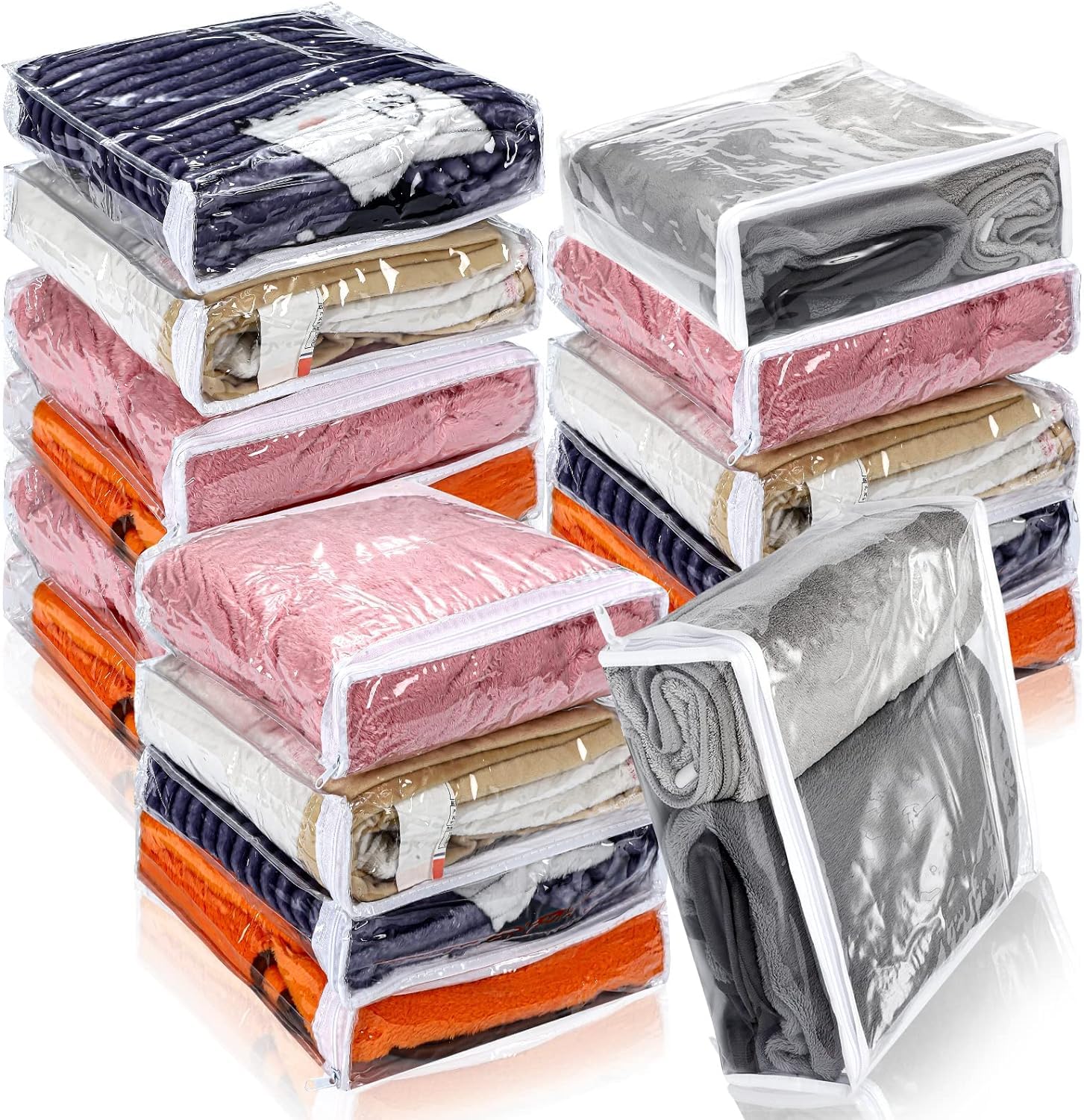 Blackboxes Clear Vinyl Zippered Storage Bags With Zipper For Blanket, Pillow, Quilts, Clothes, Bedding, Sweater, Clothing