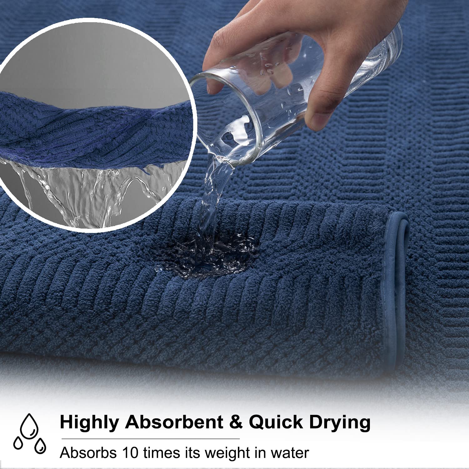 8 Piece Oversized Navy Bath Towel Set-2 Extra Large Bath Towel Sheets 2 Hand Towels 4 Washcloths-600GSM Soft Highly Absorbent Quick Dry Beach Chair Towels Woven Towels for Bathroom Hotel and Spa