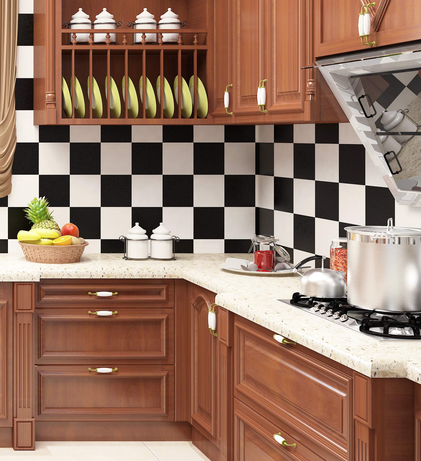 Livelynine 15.8X197 Inch Black and White Wallpaper Peel and Stick Tile ...