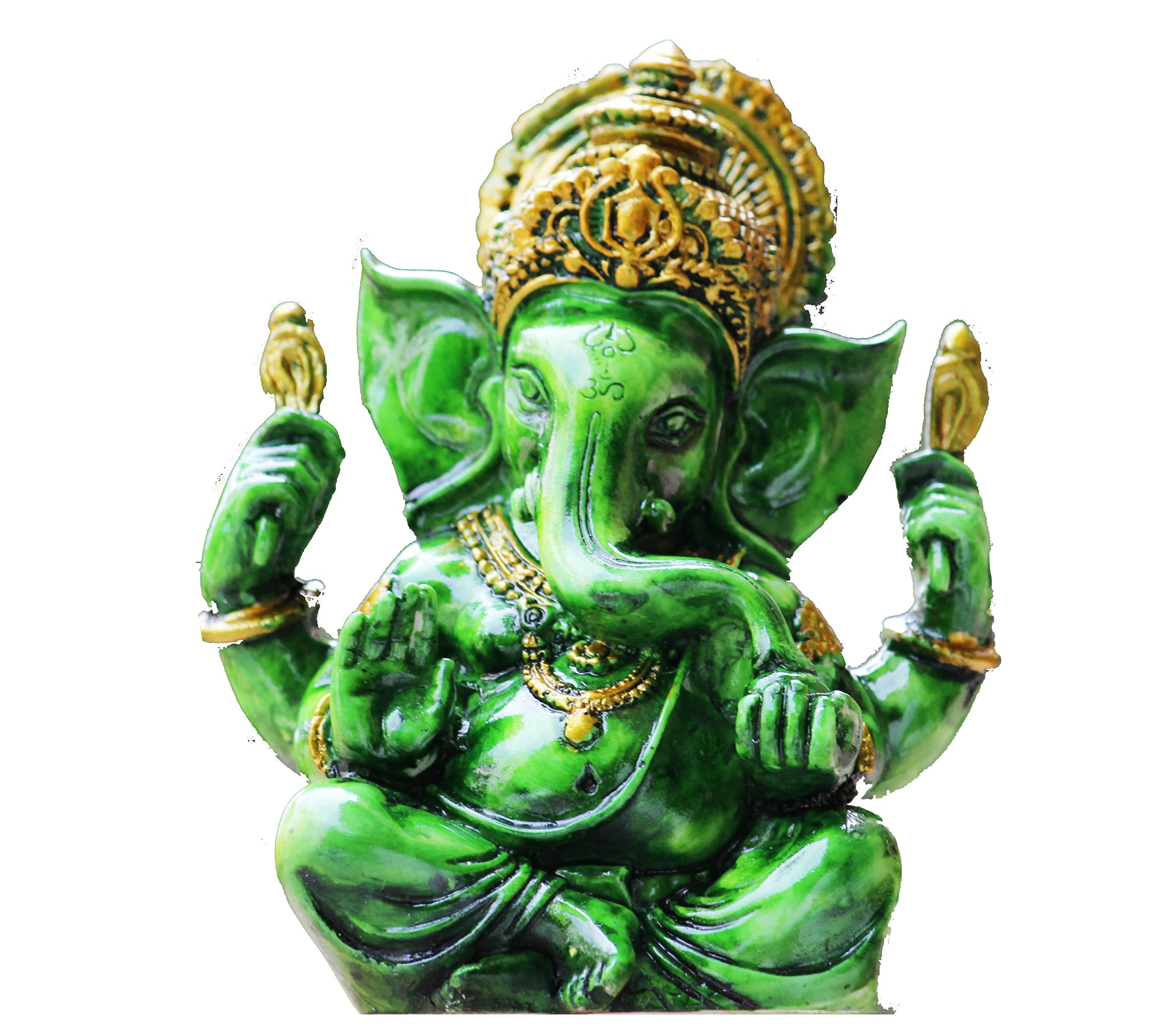 Miss Peach Polyresin Lord Ganesh ji Idol Showpiece Decorative Statue Murti for Home dcor,Gifts Items_ (Green)