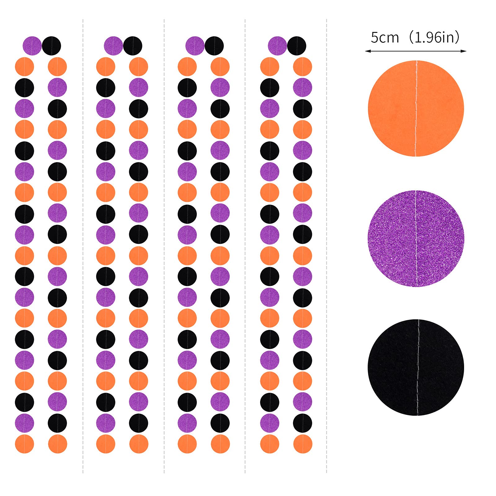 Black-Orange Purple Halloween Party-Decorations Streamers-Garland - 52Ft Birthday Baby Shower Decorations Paper Banner, Graduati