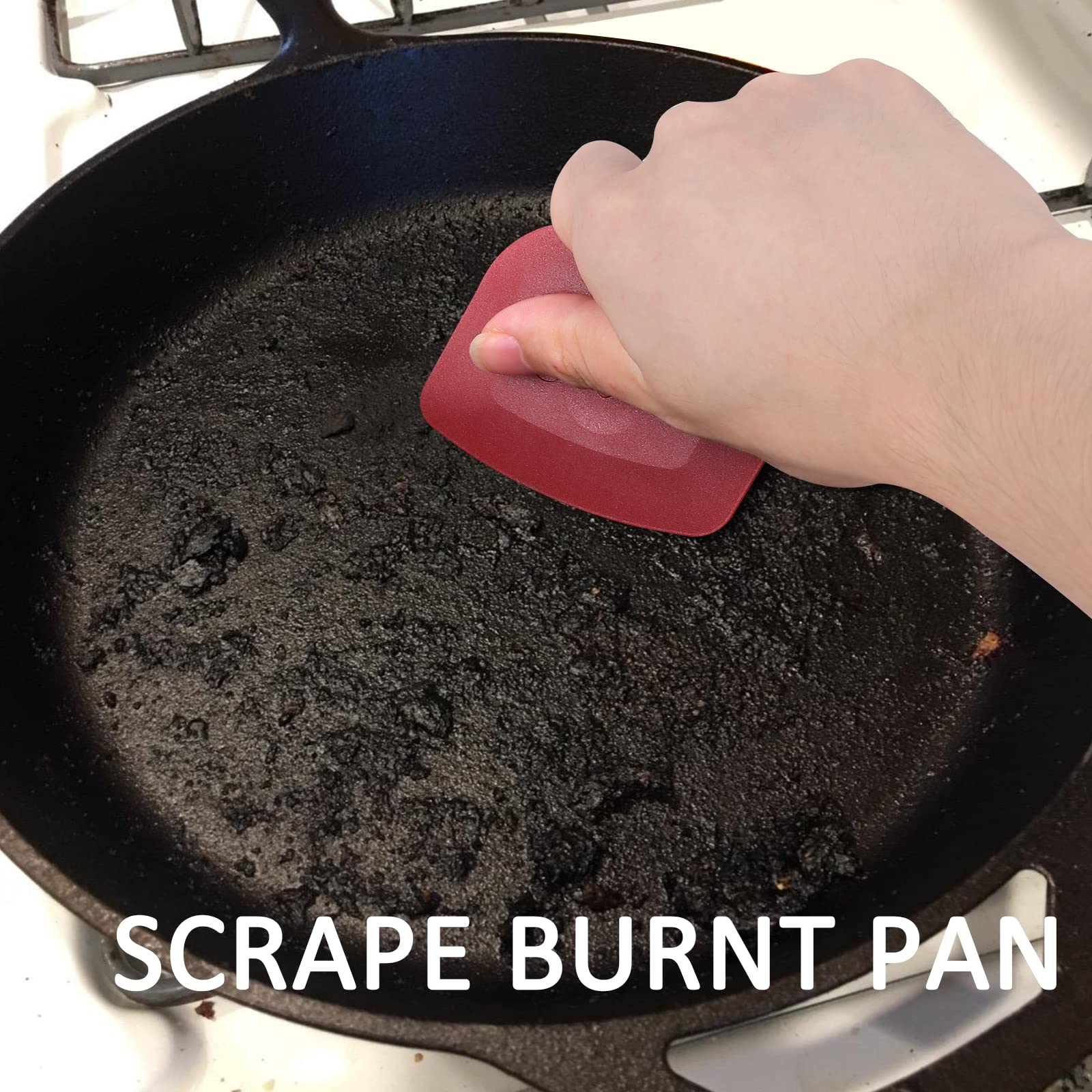 Pan Scraper Dish Scraper Food Scraper Tool Plastic Pot Scraper Kitchen Scraper Grease Scraper Cast Iron Skillet Pan Scraper Tool