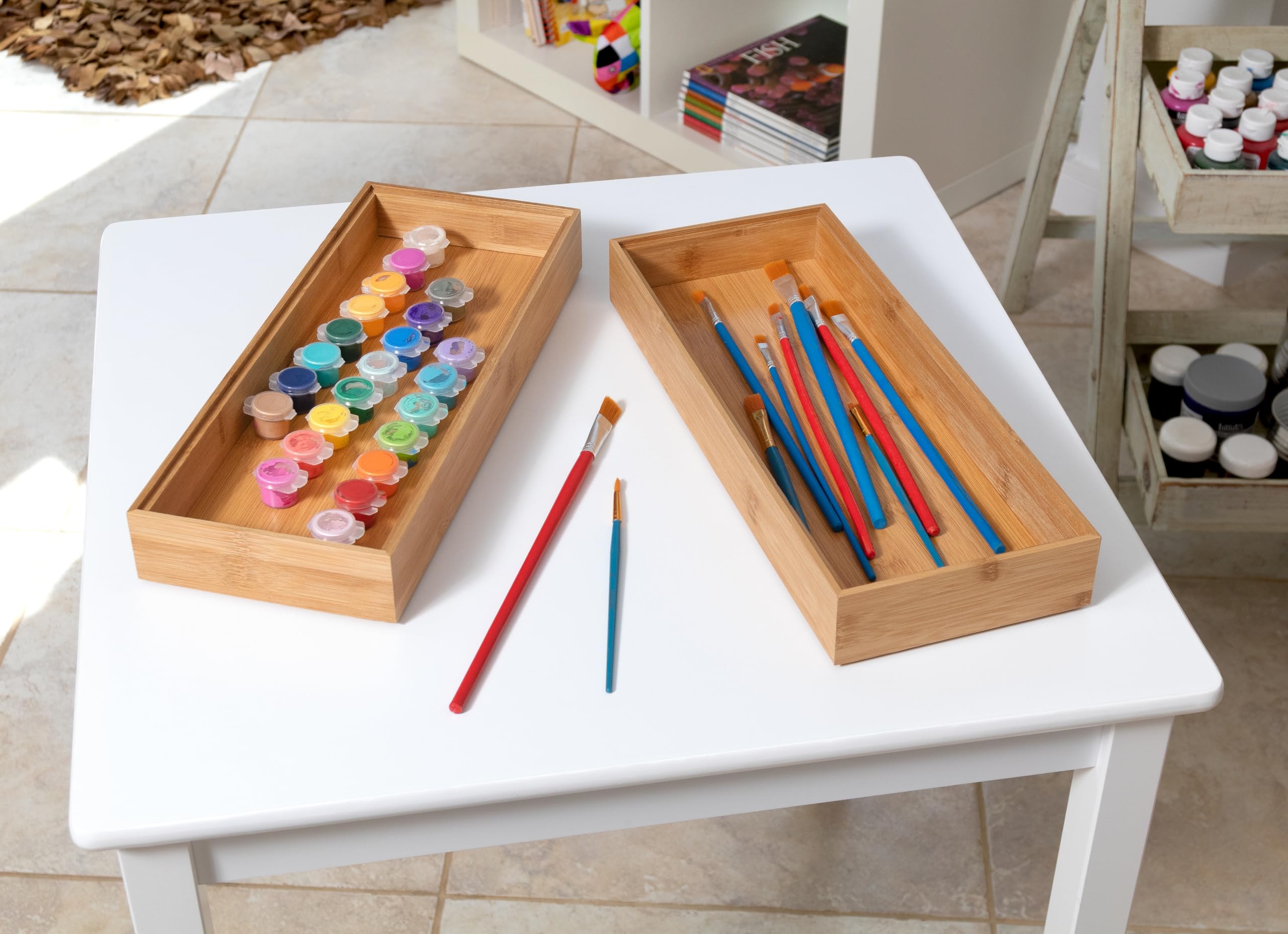 Lipper International 8186S Bamboo Wood Stacking Drawer Organizer Box, 6'' x 15''
