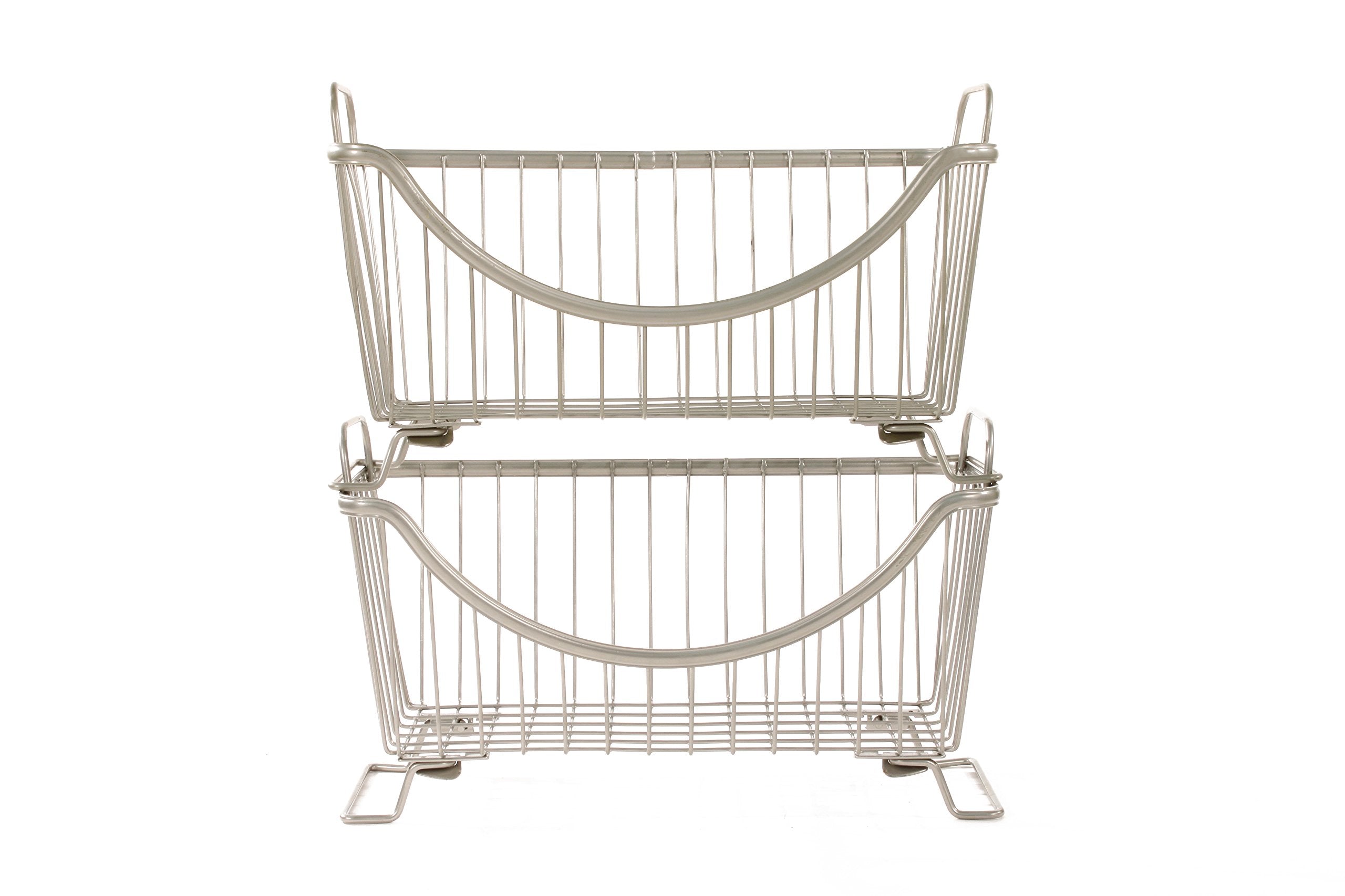 Spectrum Diversified Ashley Stackable Storage Basket, Small, Satin Nickel, Model:20377