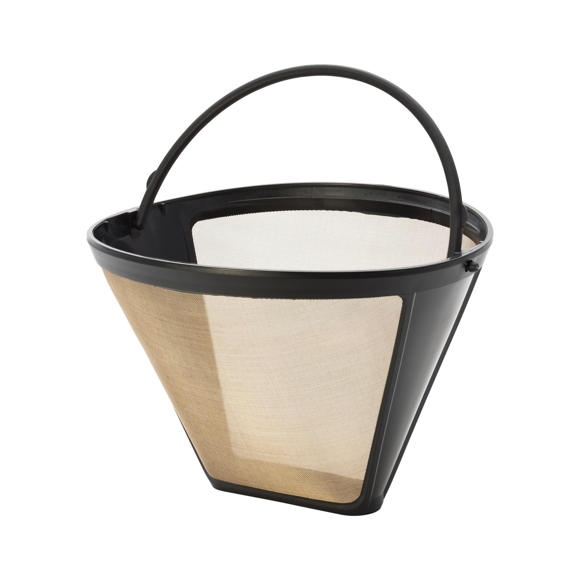 Fino Pour-Over Coffee Brewing Cone, Reusable Gold-Toned Mesh Filter, Number 4-Size, Red