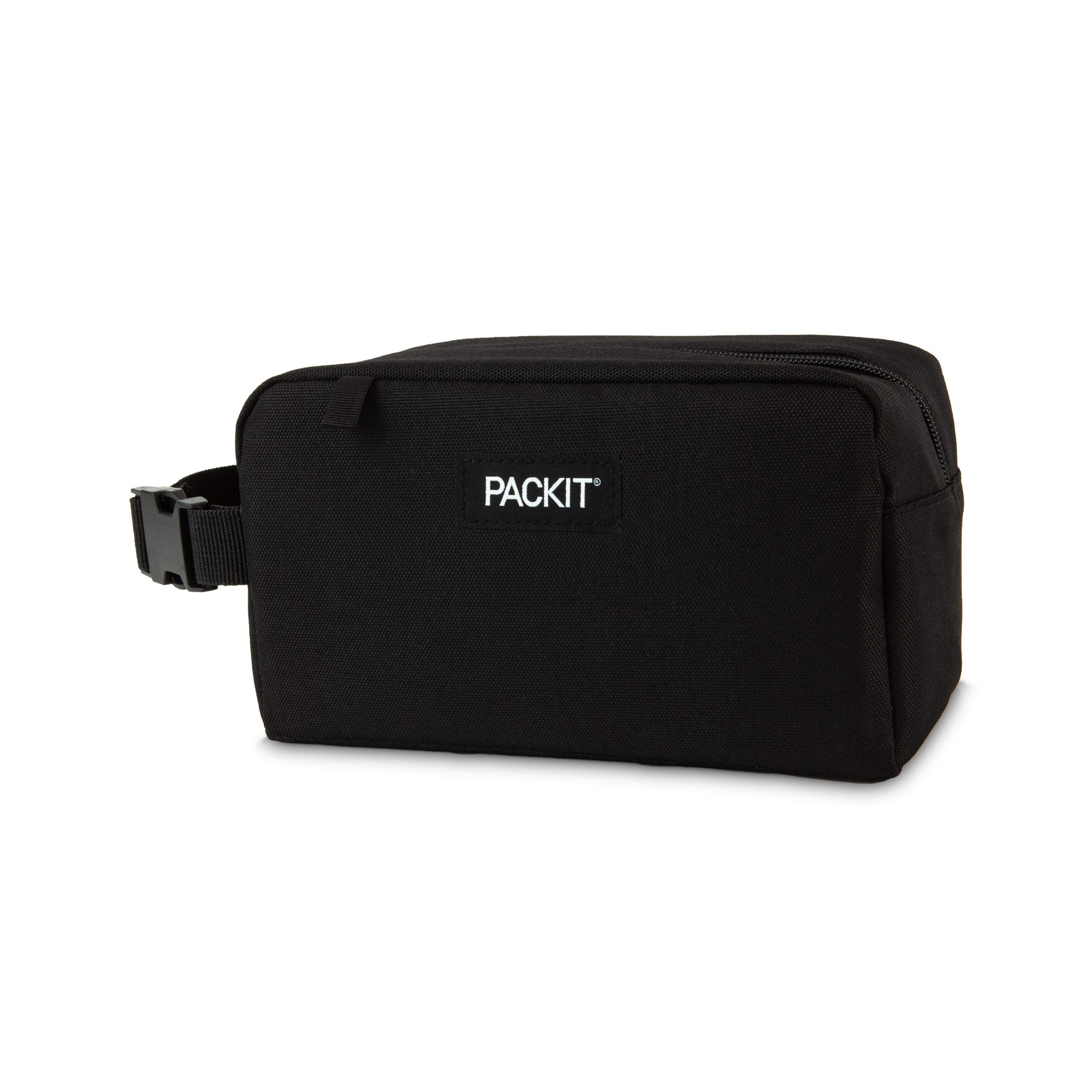 Packit Freezable Snack Box, Black, Built With Ecofreeze Technology, Collapsible, Reusable, Zip Closure With Buckle Handle, Perfe