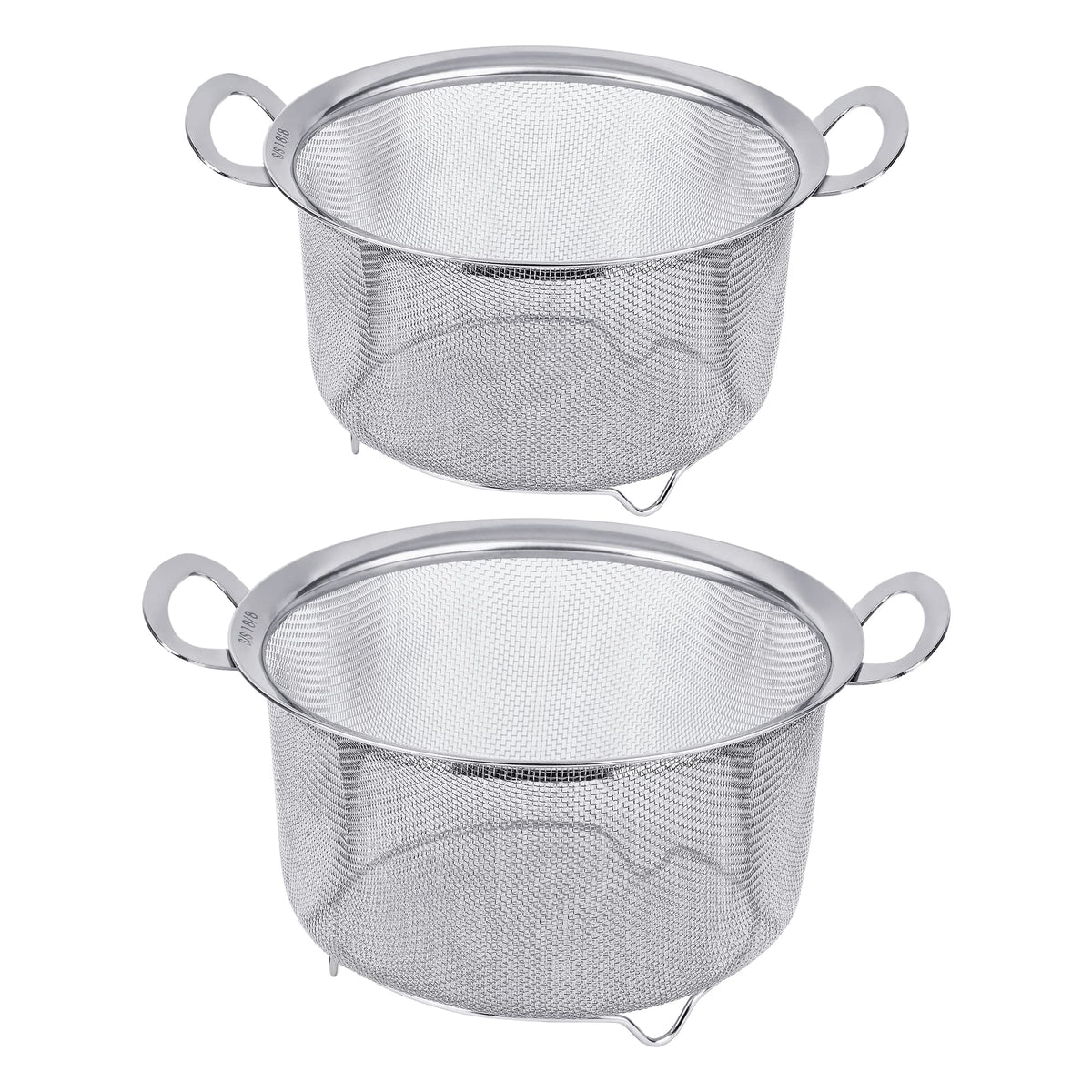 Tiawudi 2 Pack Strainers For Kitchen, 18/8 Stainless Steel Colander With Handles, Fine Mesh Strainer For Pasta, Rice And Fruit,