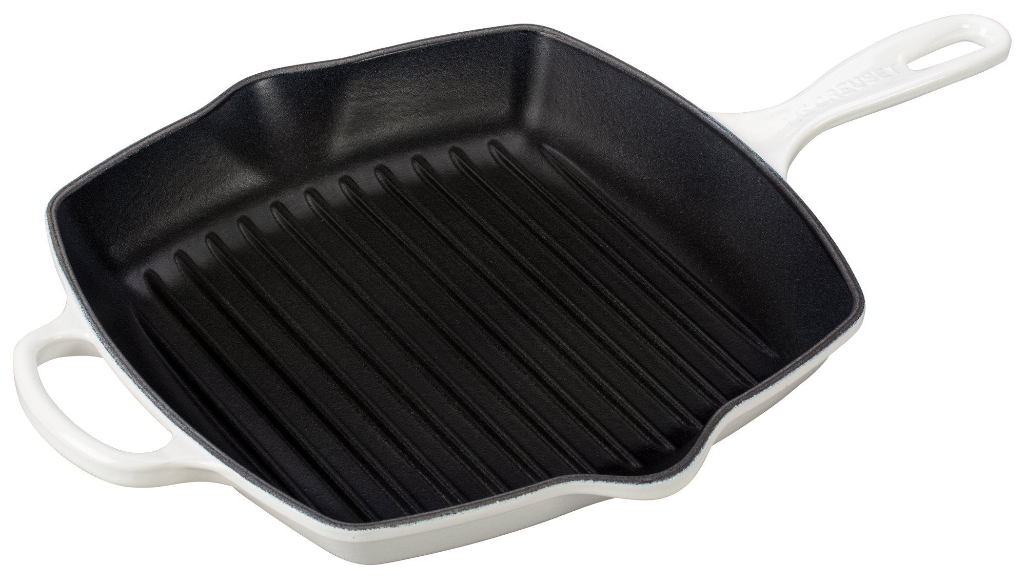 Le Creuset Enameled Cast Iron Signature Square Skillet Grill, 10.25, White