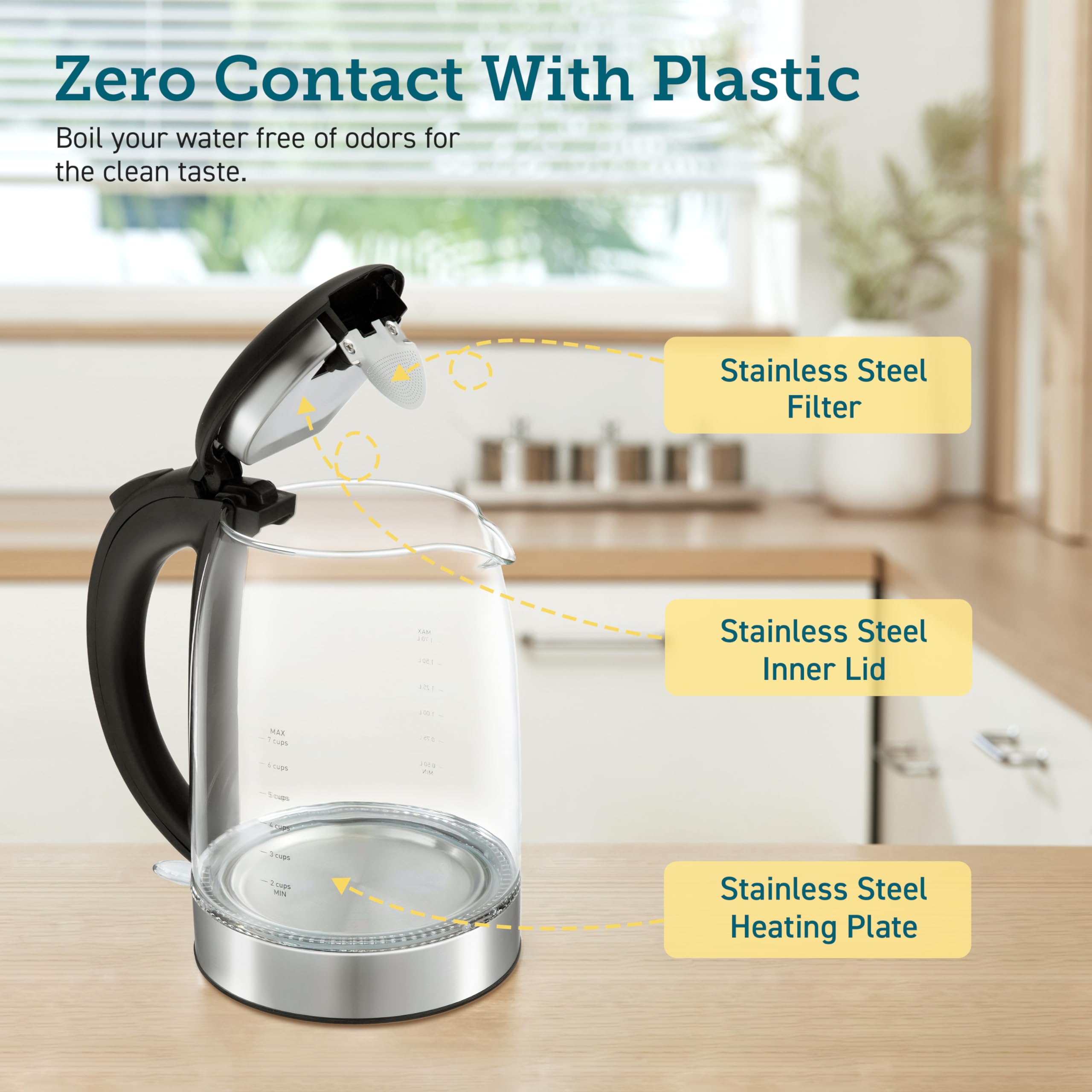 COSORI Electric Kettle 1.7L, Stainless Steel, No Plastic, Black, Model GK172-CO, Automatic Shut Off, Perfect for Tea & Coffee