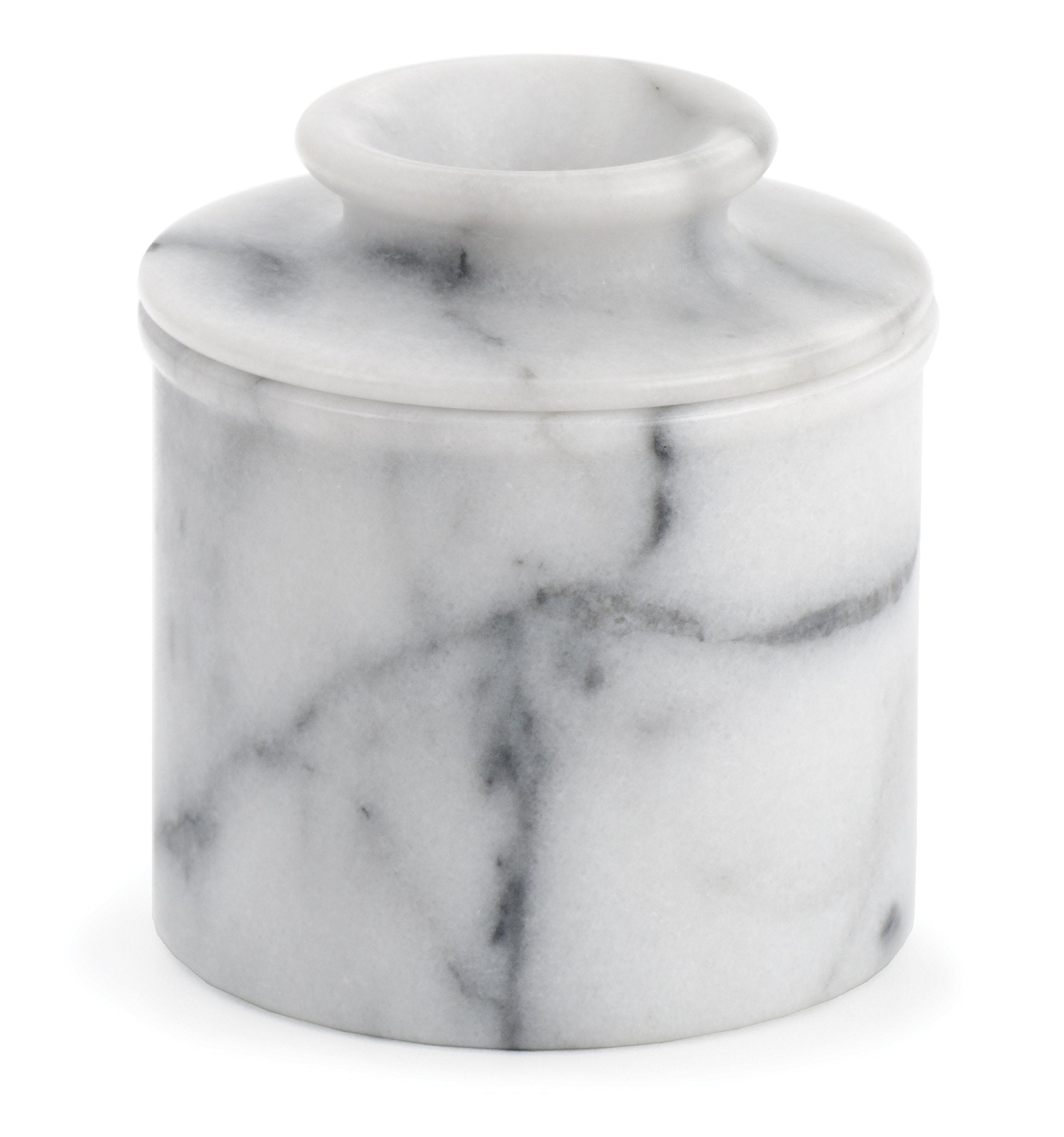 RSVP International White Marble French Butter Pot, Holds One Stick or 1/2 Cup | Made From Natural White Marble | Keep Butter Fre
