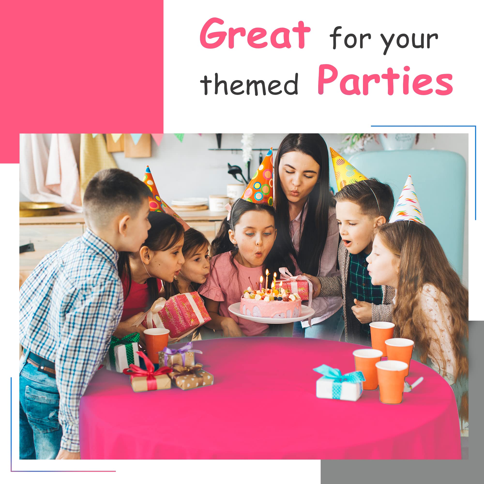 14 Pack Premium Hot Pink Plastic Tablecloth - 54 X 108 In. Disposable Rectangle Plastic Table Cloth - Decorative Rectangle Table