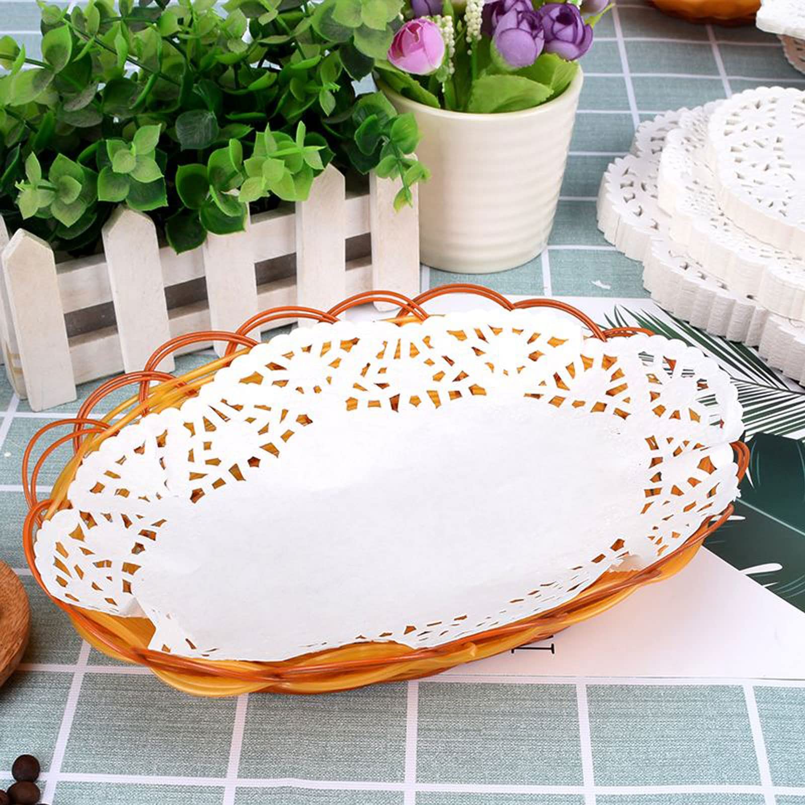 Tim&Lin White Lace Paper Doilies - 8 Inch X 12 Inch Oval Round Paper Doilies - Disposable Paper Placemats - For Wedding, Birthda