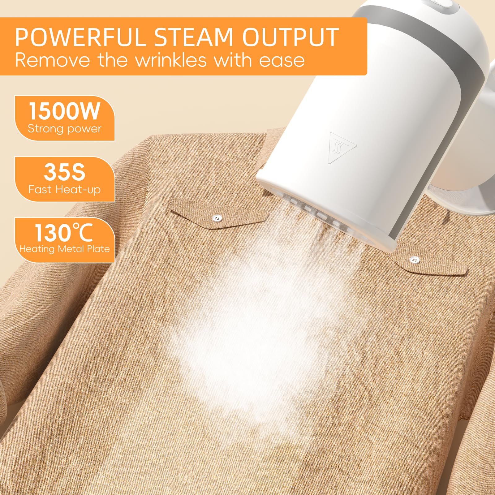 Steamer For Clothes, 1500W Powerful Handheld Clothes Steamer, Garment Steam Iron, Wrinkles Remover For Garment, Curtain And Bedd