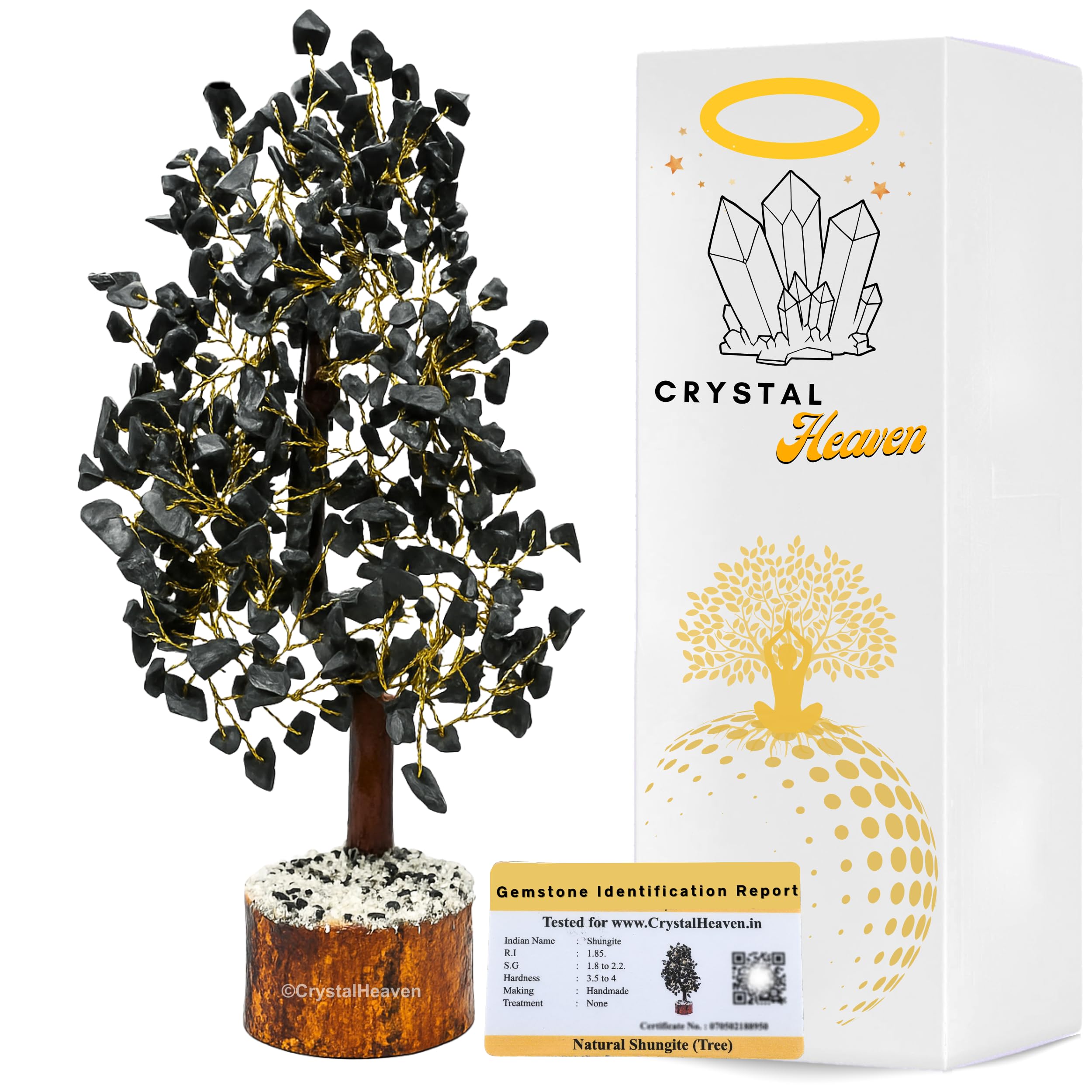 Certified Shungite Crystal Tree For Good Luck - Healing Crystals Money Tree For Wealth, Positive Energy At Home Office - Decorat