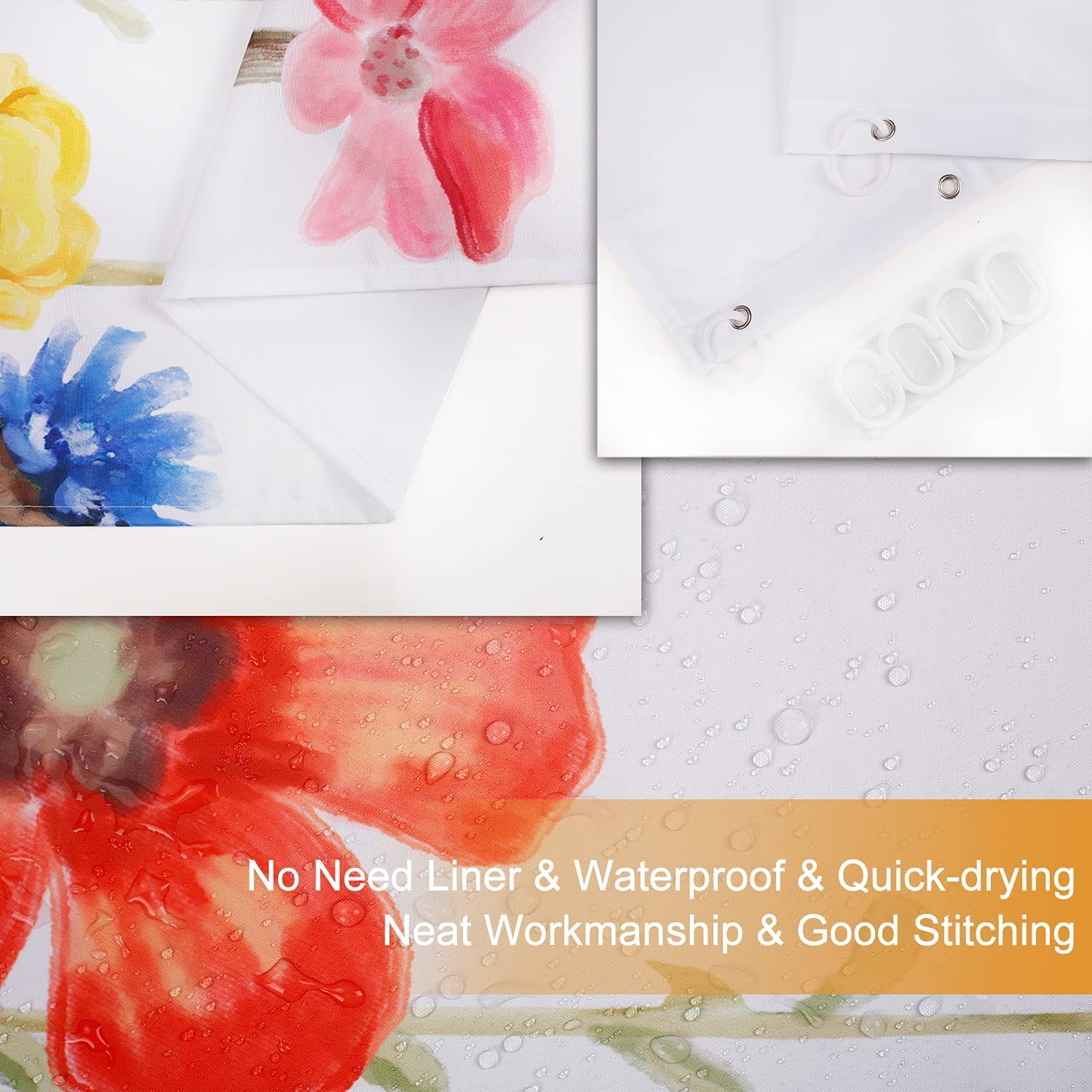 Rosielily Stall Shower Curtain 36W X72H Inches Small Shower Curtain Floral Shower Curtains For Bathroom Rv Narrow Flower Shower