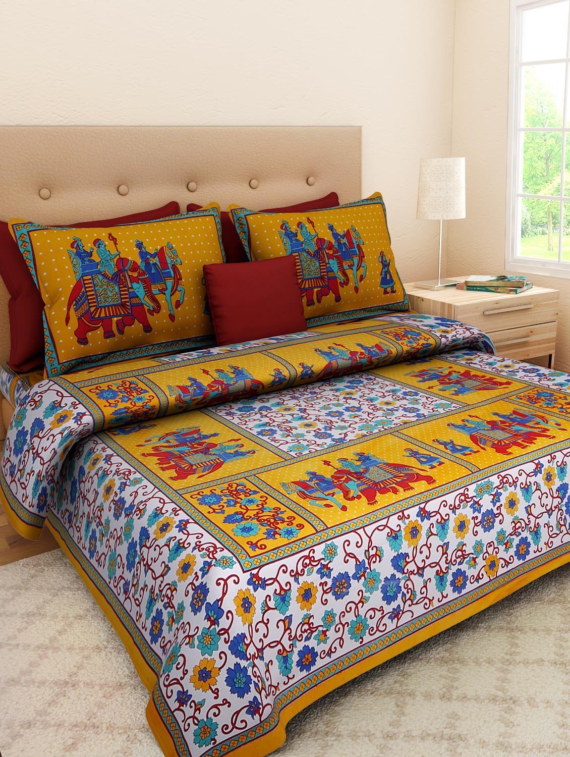 Ubania Collection Cotton 144 Tc Bedsheet (King_Yellow)