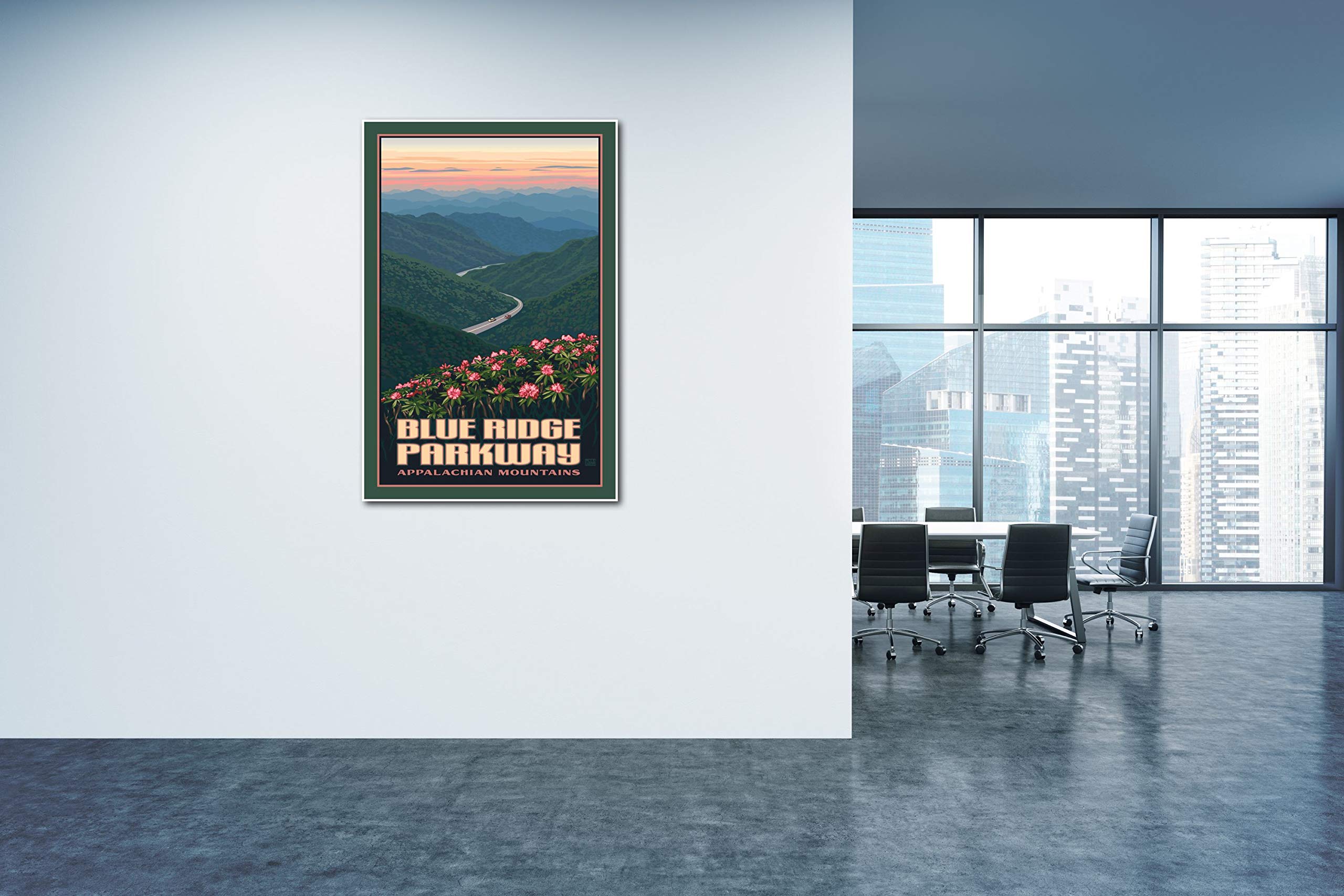 Blue Ridge Parkway Appalachian Mountains Giclee Art Print Poster From Travel Artwork By Artist Paul Leighton 30'' X 45''