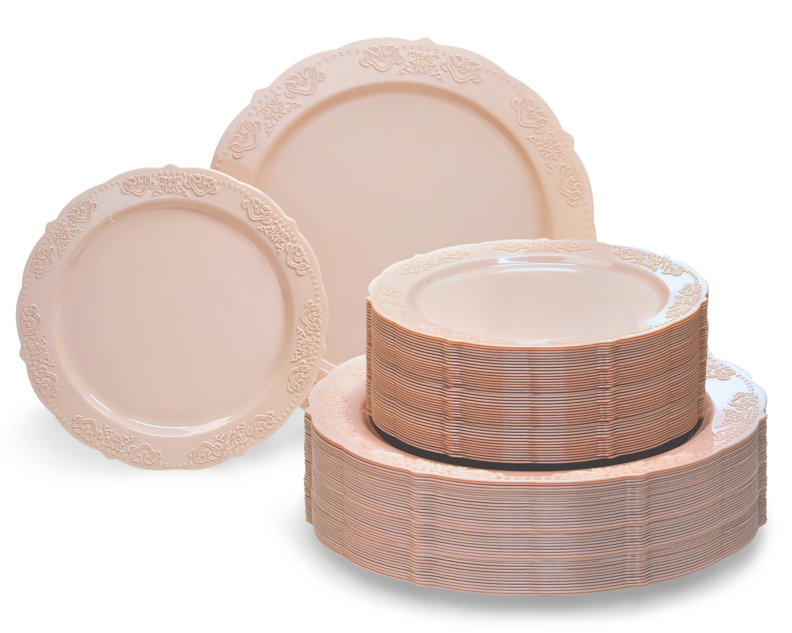 ' Occasions '' 120 Plates Pack,(60 Guests) Vintage Wedding Party Disposable Plastic Plates Set -60X10.25'' Dinner+ 60X7.5'' Sal