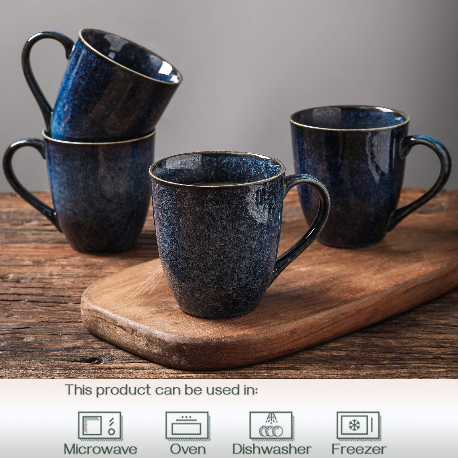 Vicrays Coffee Mug Set, 12 Ounce, Set Of 6, Ceramic Mug For Men, Women, Unique Glazed Mugs With Handle For Coffee, Tea, Milk, Co