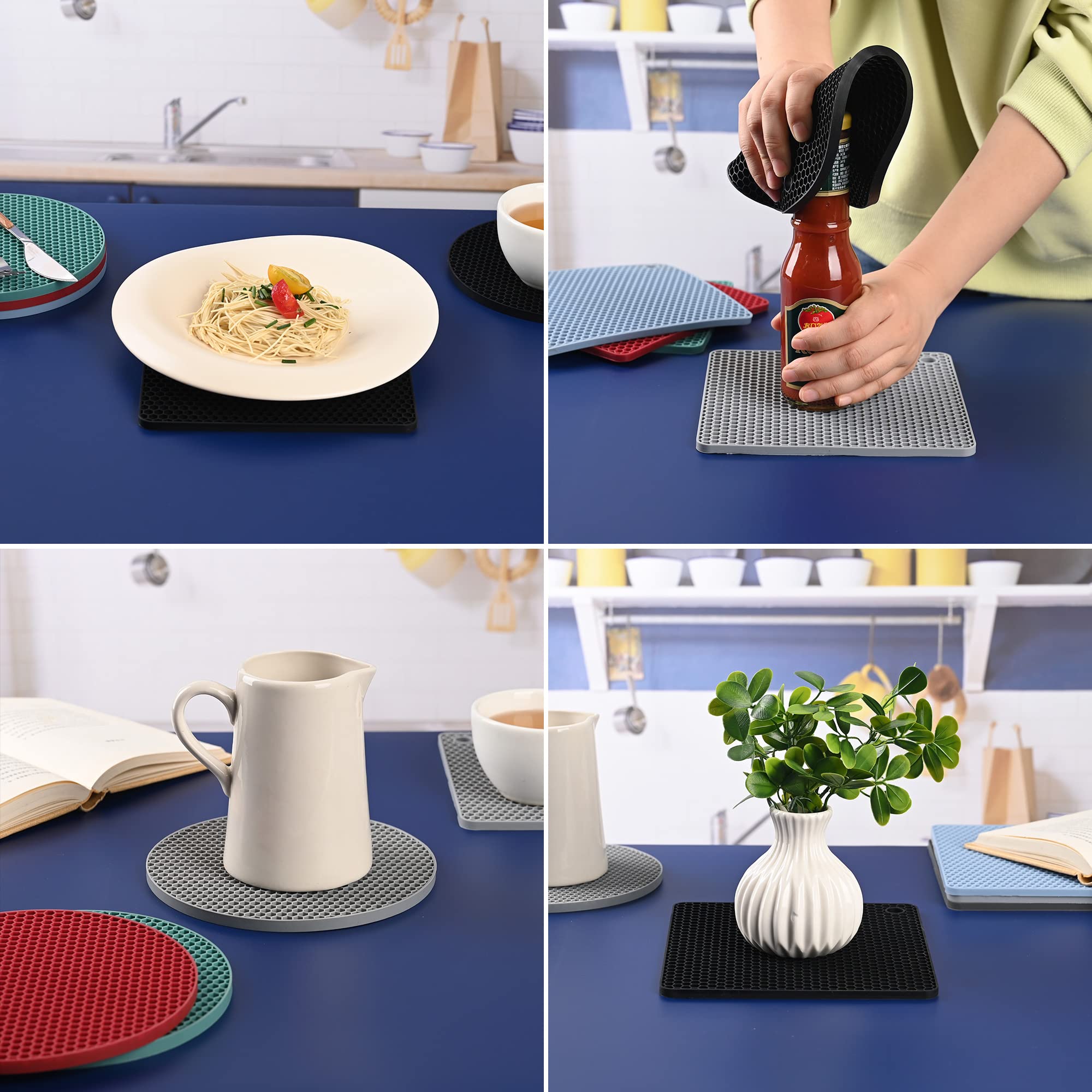 Nstezrne Silicone Trivets For Hot Dishes, Trivet Mat Hot Pads For Kitchen, Silicone Pot Holders For Kitchen, Trivets For Hot Pot