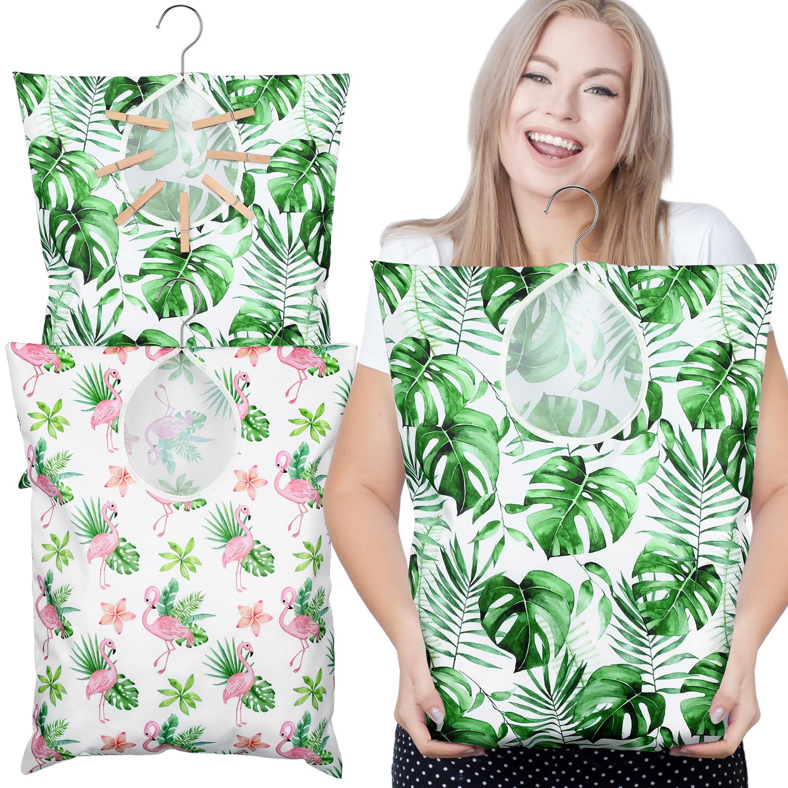 Wowangce 2 Pcs Extra Large 20 X 16 Inch Clothespin Bag With Hanging Hook Clothes Pin Holder Waterproof Clothes Pin Hanging Bag C