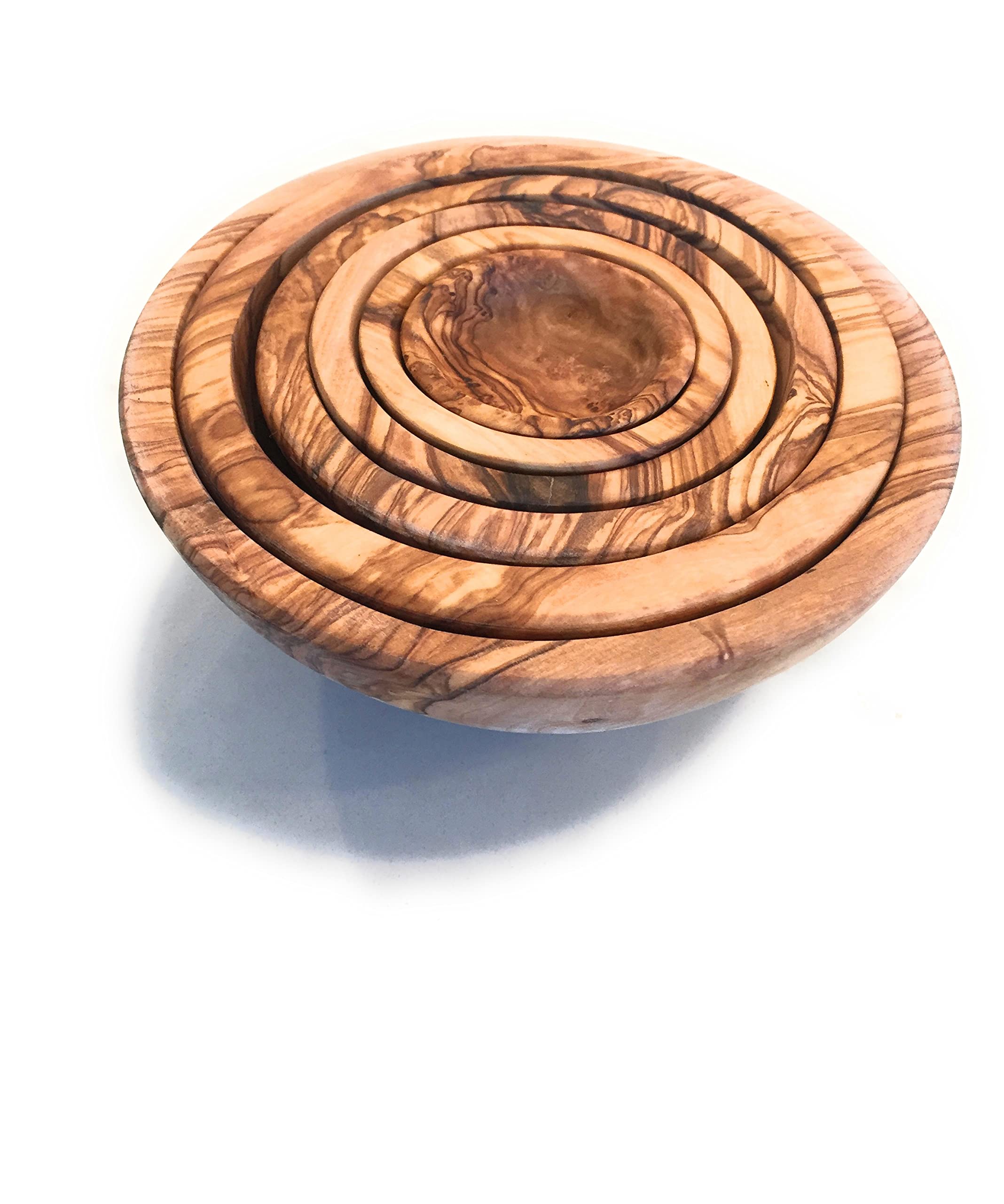 Orchard Hardwoods Nesting Set Of 6 Artisan Olive Wood Serving Bowls. Unique Handmade Decorative Serve-Ware For Fruit, Salad, Sna