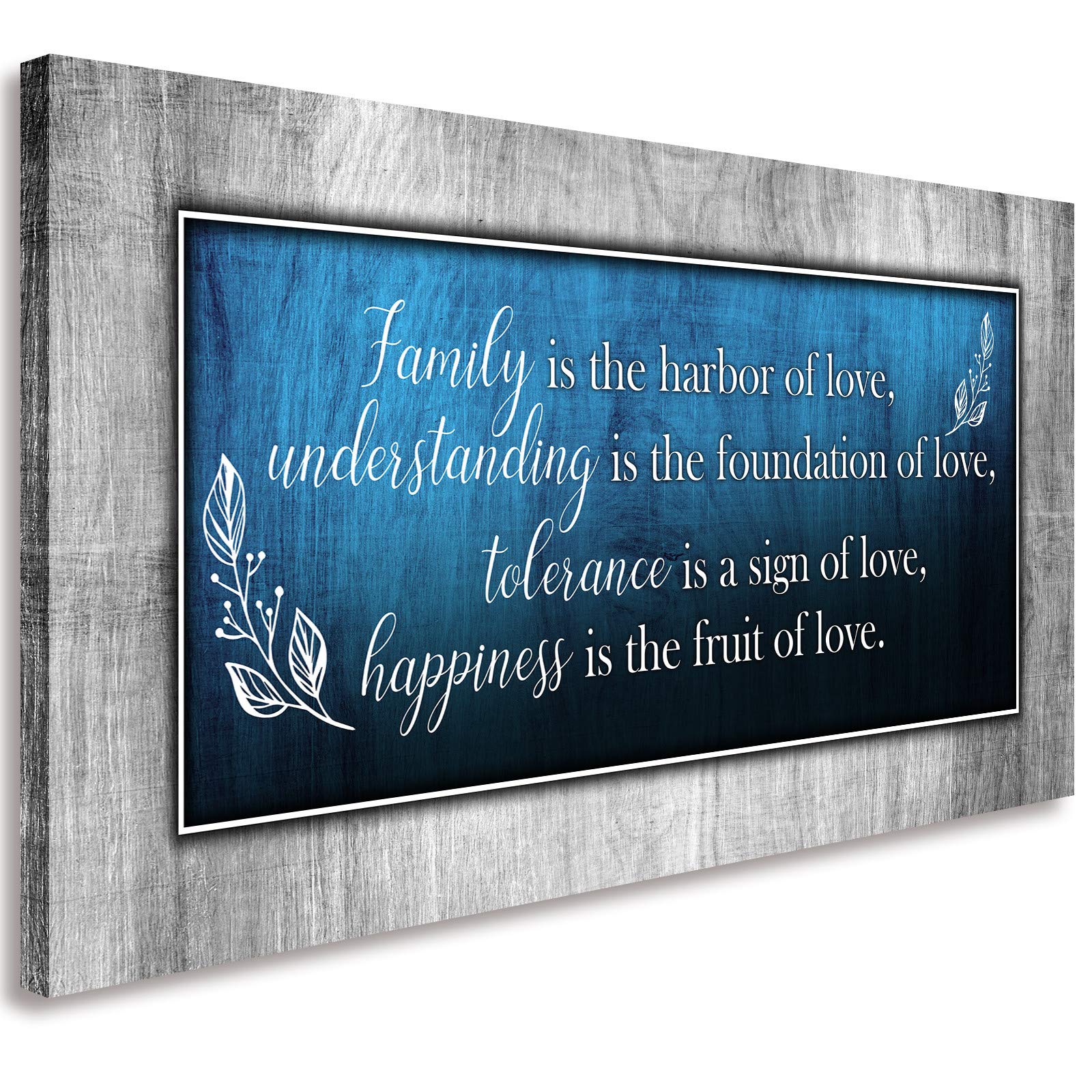 Canvas Wall Art Love Quotes Wall Art Navy Blue And Grey Family Word Picture Prints For Living Room Bedroom Framed Artwork Ready