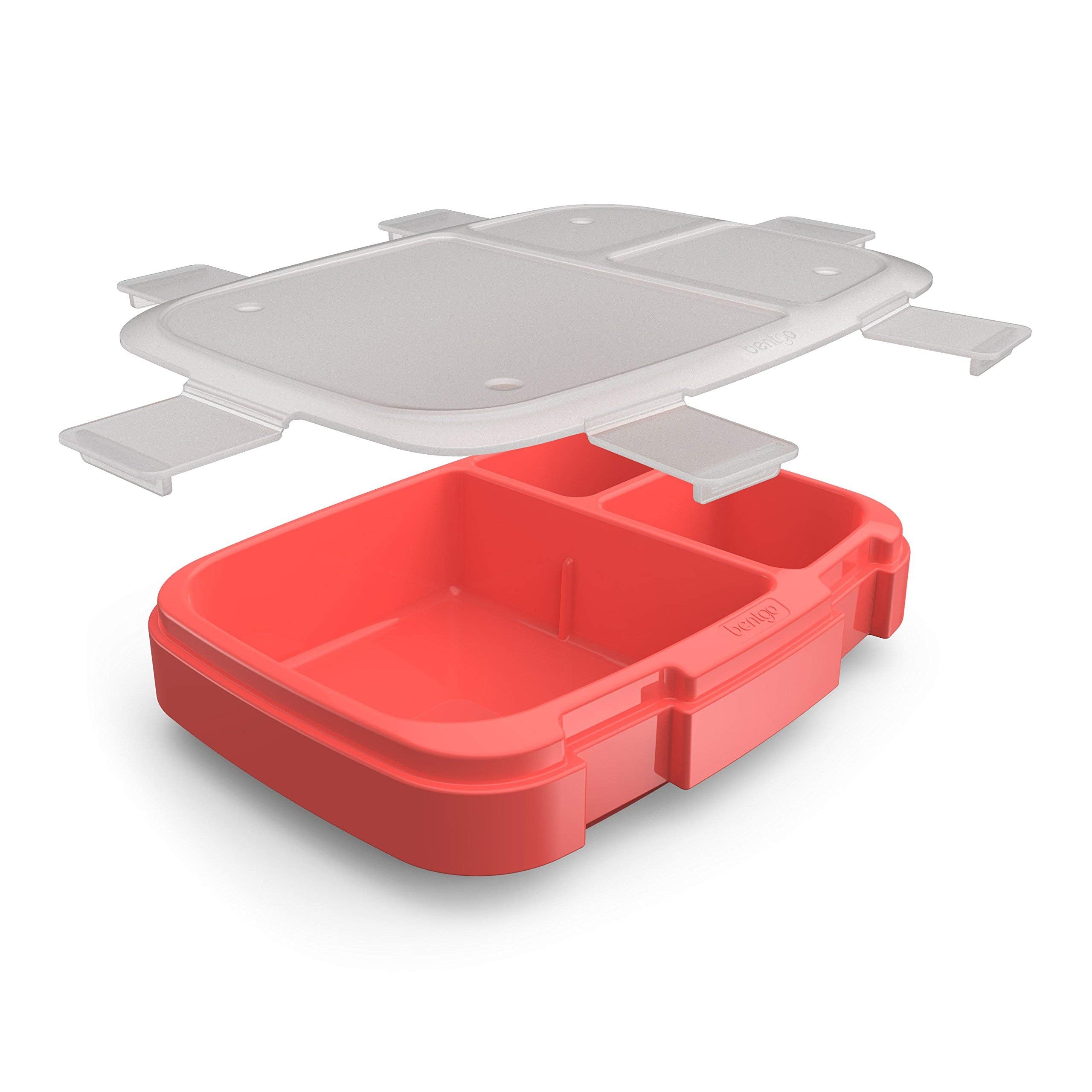 Bentgo Fresh Tray (Red) with Transparent Cover - Reusable  BPA-Free  4-Compartment Meal Prep Container with Built-In Portion Control for Healthy At-Home Meals and On-the-Go Lunches