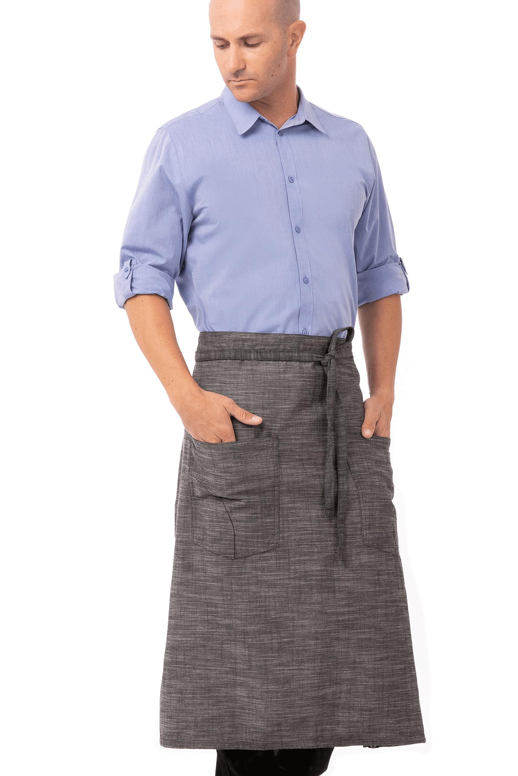 Chef Works Unisex Corvallis Bistro Apron, Black/Steel Gray, One Size