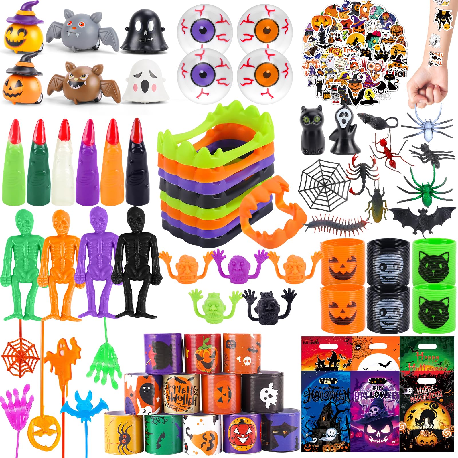 Miucat 170PCS Halloween Party Favors Kids, Bulk Toys for Party Supplies, Classroom Favors, Non-Candy Treat Bag School Prizes