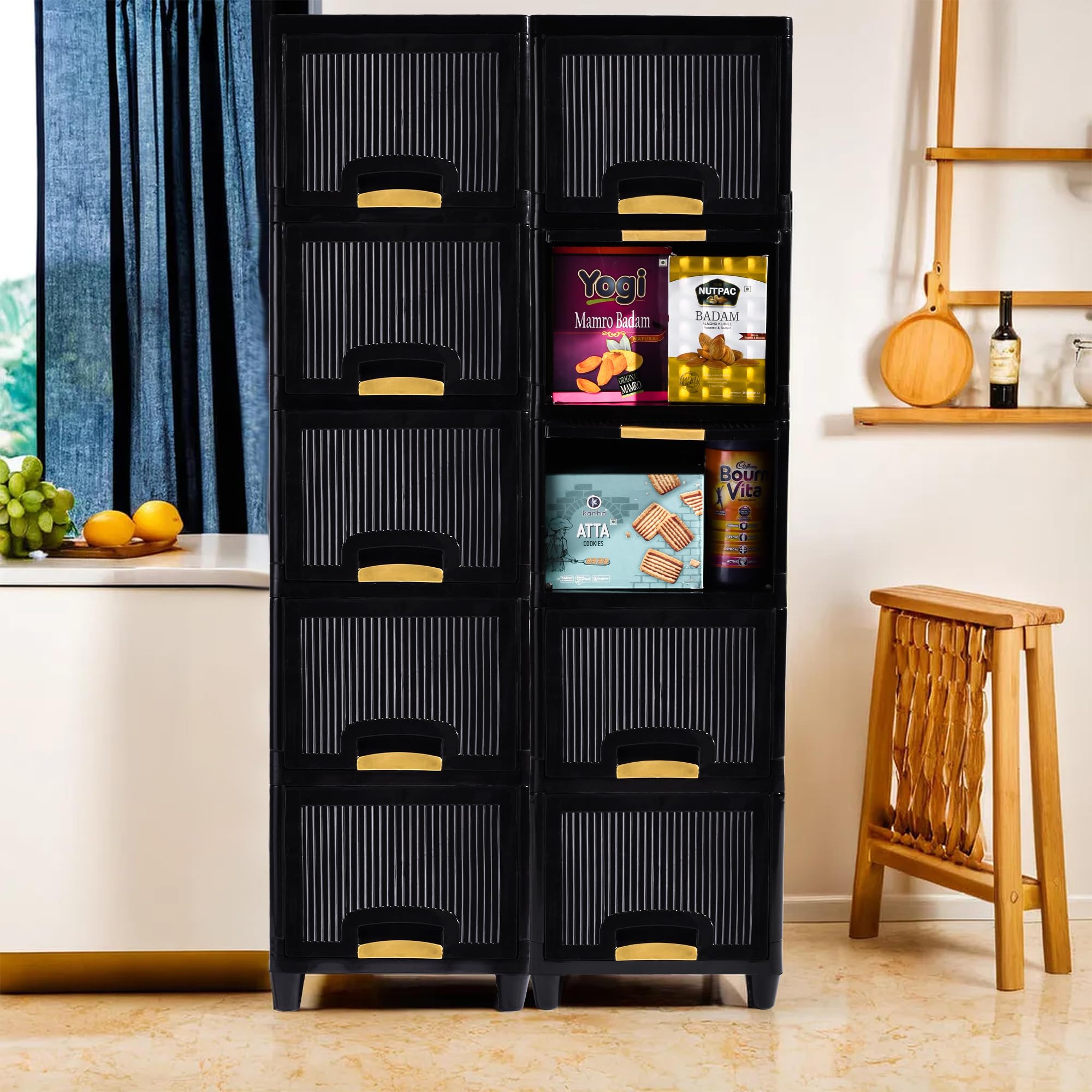 Kuber Industries Plastic 10 Units Cabinet Storage Organizer (5 + 5)|Free Standing Folding Storage Cabinets|Tiered Shelf, Organiz