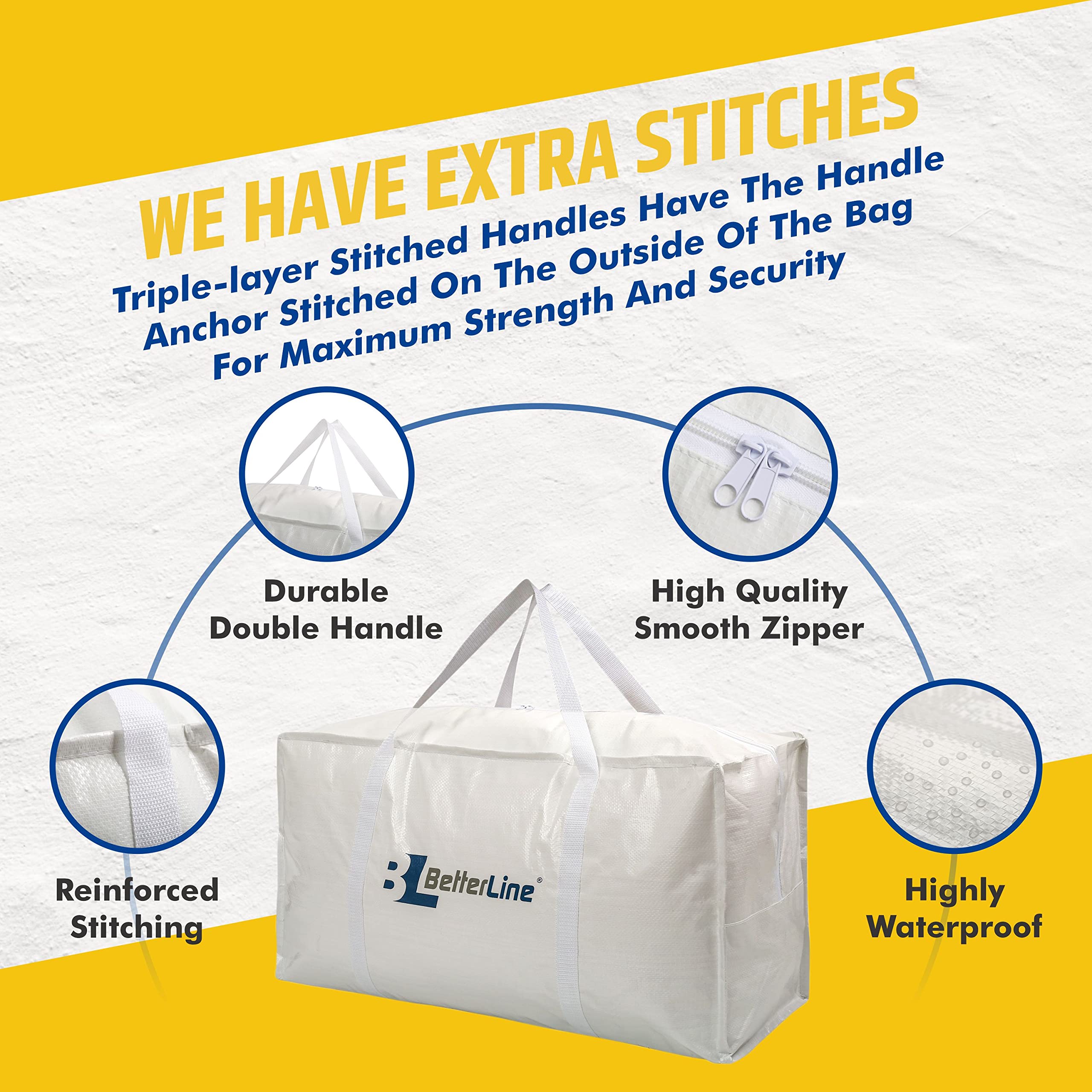 Heavy Duty Moving And Storage Bag - 29''X13''X15'' Inches Tote With Reinforced Handles - Holds Up To 65 Lbs. - Tear And Water Re