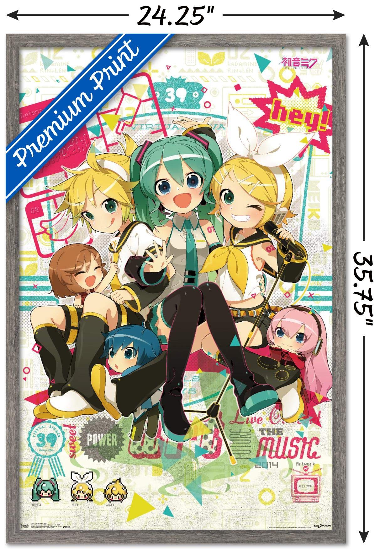 Trends International Hatsune Miku - Hey Wall Poster, 22.37'' X 34.00'', Poster & Mount Bundle