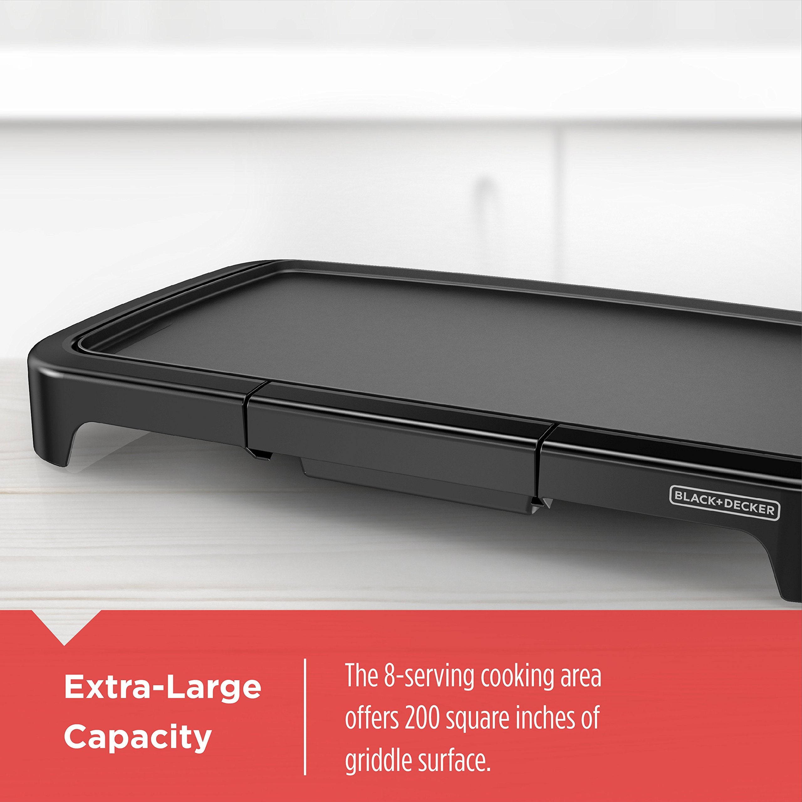 BLACK+DECKER GD2011B Electric Griddle, 20x11-Inch, Compact, Black, Plastic