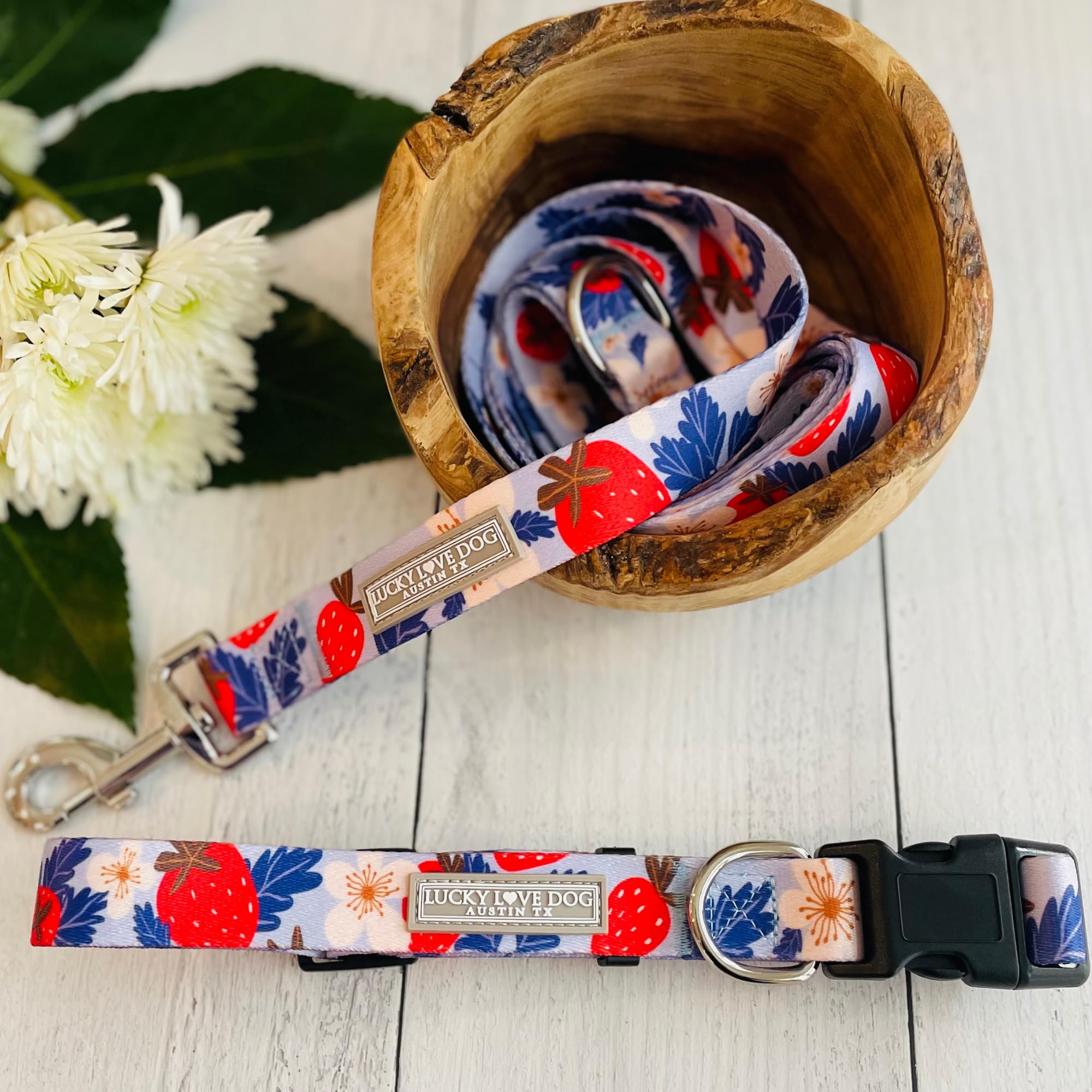 Lucky Love Dog Collar Combo Set  Strawberry Cute Girl Dog Collar And Leash Set  Dog Collar And Leash Set For Small Dogs Part Of