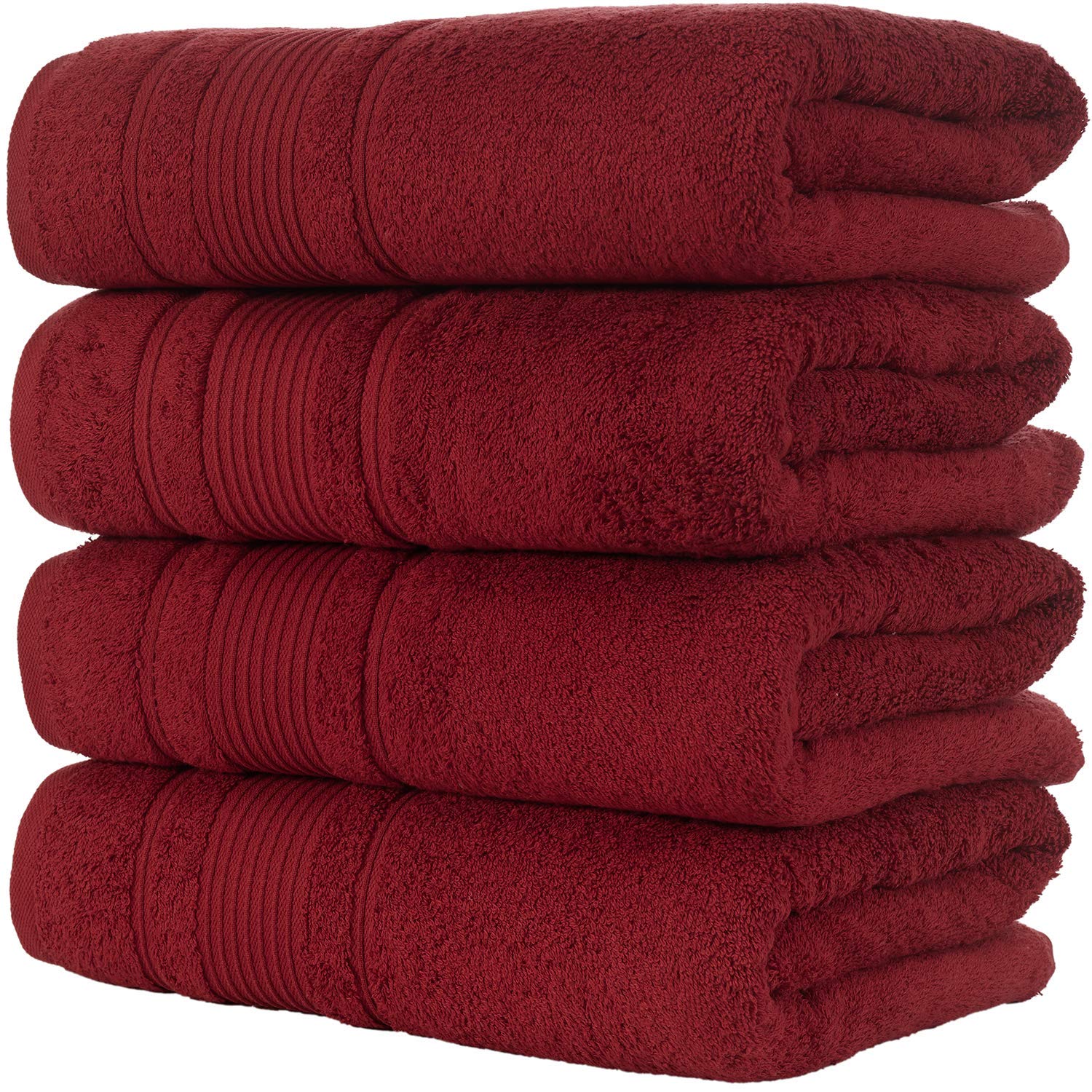 Qute Home 4-Piece Washcloth Towels Set  100% Turkish Cotton Premium Quality Towels for Bathroom  Quick Dry Soft and Absorbent Turkish Towel  Set Includes 4 Washcloths (Burgundy)