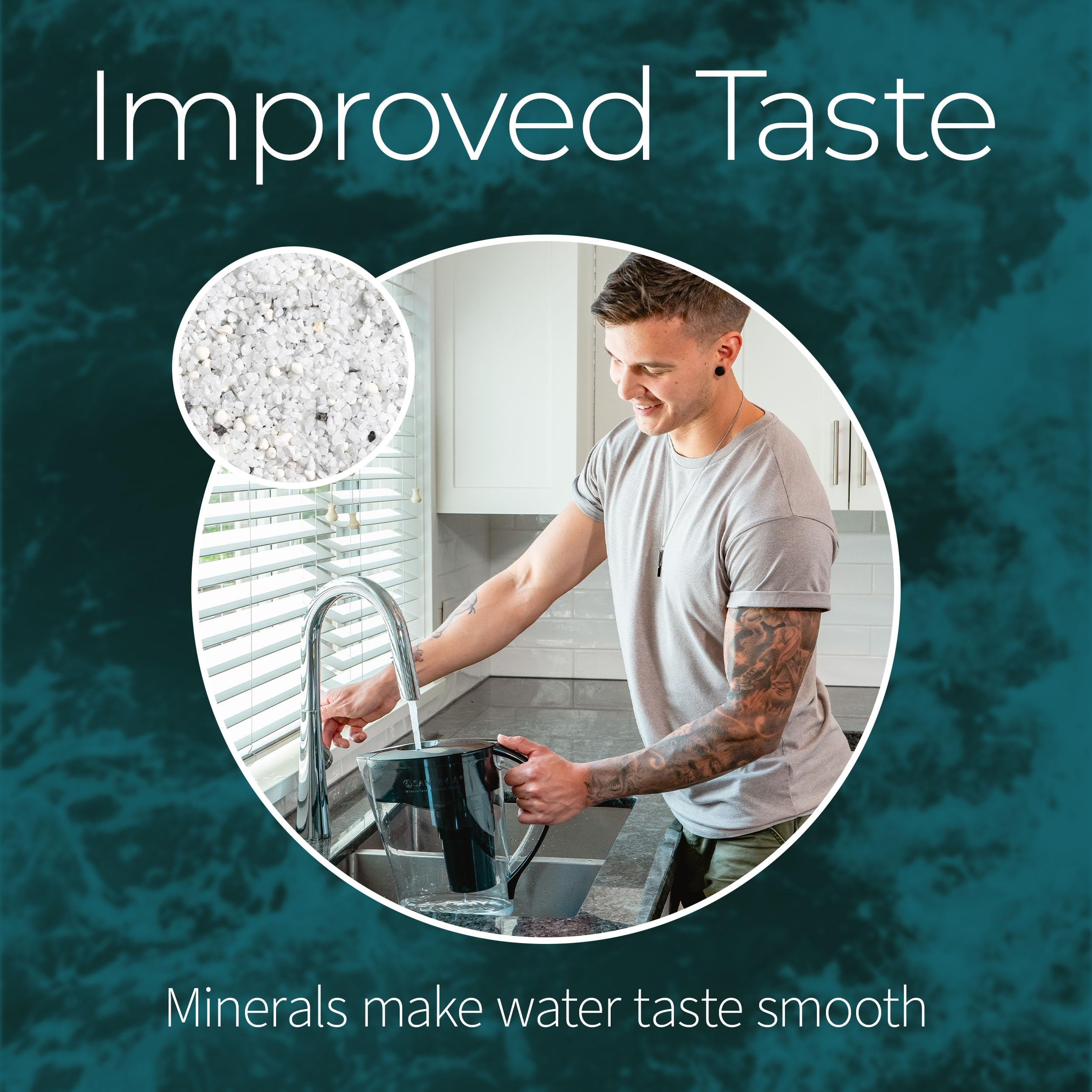 Santevia Mina Alkaline Water Filter Pitcher | 9-Cup At Home Water Filter That Adds Minerals And Makes Water Alkaline | Chlorine